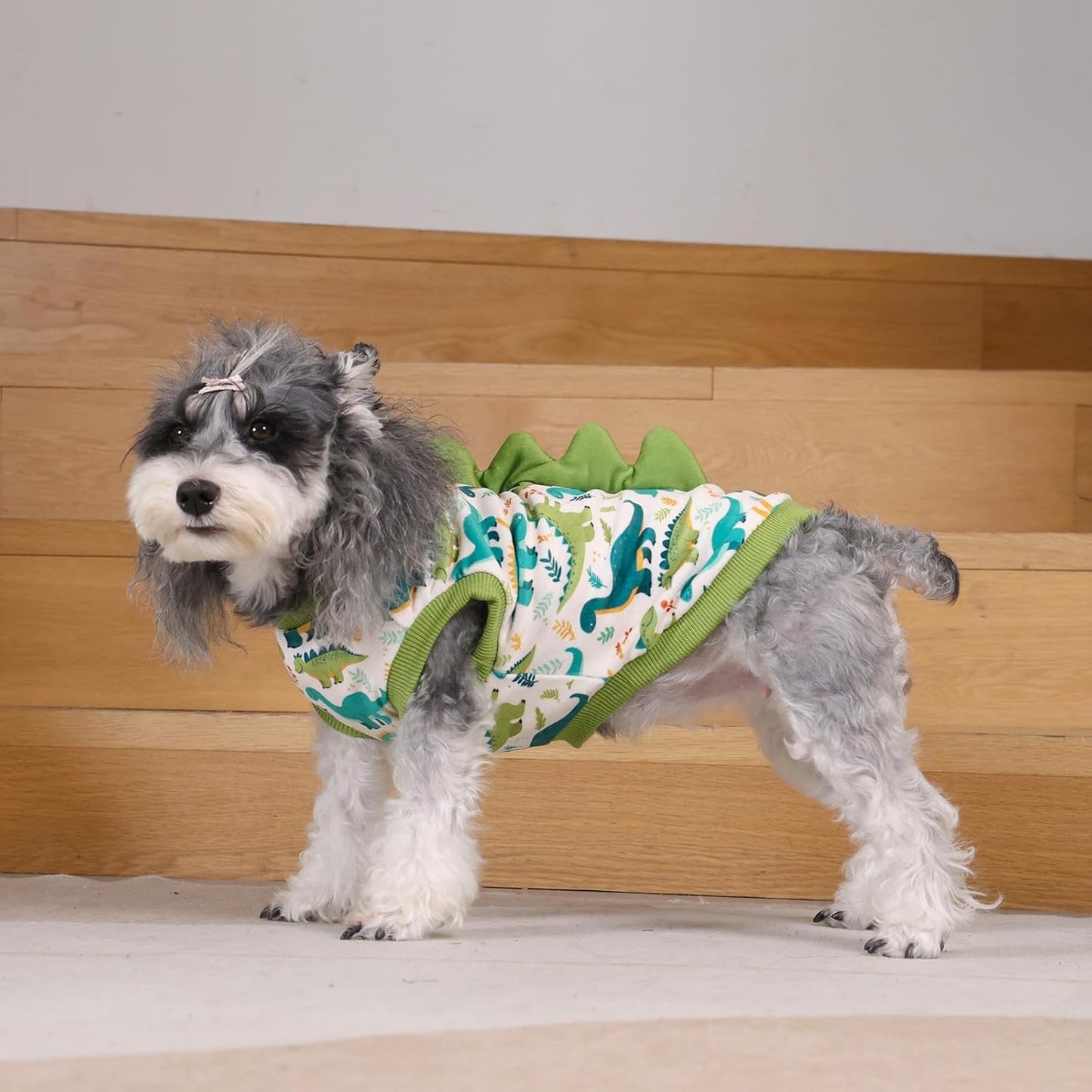 CuteBone Dinosaur Costume Dog Shirt, Stretchy Velvet T-Shirt Clothes for Small Dogs, Soft & Breathable Pet Tee Outfit Cat Apparel for Daily Wear, Cozy Pullover Design Puppy Fashion COSBX03M