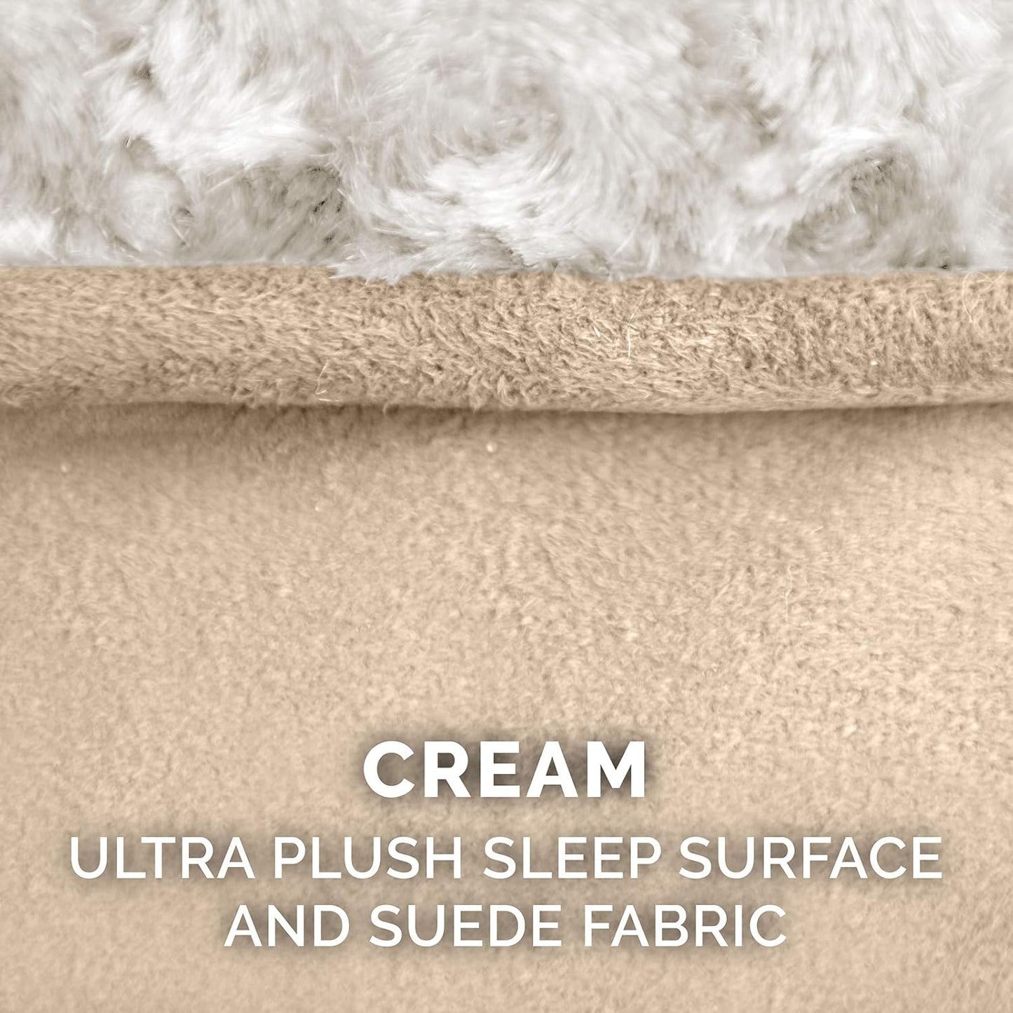 Furhaven Cooling Gel Dog Bed for Extra Large Dogs w/ Removable Washable Cover, For Dogs Up to 180 lbs - Ultra Plush Faux Fur & Suede Luxe Lounger Contour Mattress - Cream, Giant/XXXL