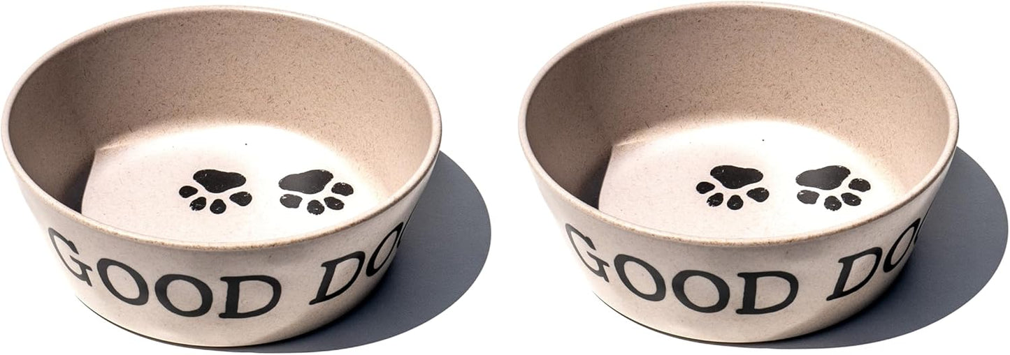 Good Dog Paw Prints Merge Pet Bowl - Large - 5 Cups - Brown - Set of 2
