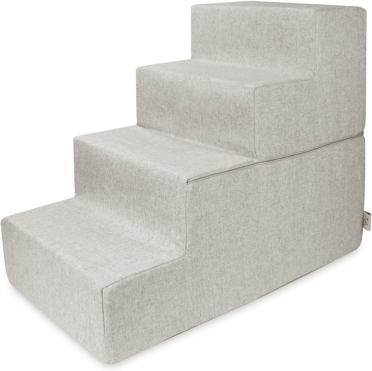 Best Pet Supplies Foldable Foam Pet Steps for Small Dogs and Cats, Portable Ramp Stairs for Couch, Sofa, and High Bed Climbing, Non-Slip Balanced Indoor Step Support, Paw Safe - Sand, 4-Step