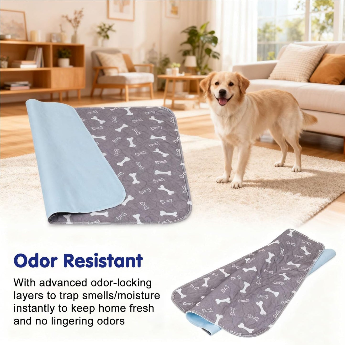 Puppy Pads with pheromones, Elite Pads for Cats, Washable Puppy Pads for Dogs and Cats, Leak-Proof & Anti-Slip Pet Training Pad for Home & Travel(Grey, L: 31.5" × 27.6")