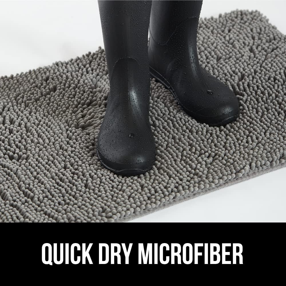 GORILLA GRIP SoakSTOPPER Dog Door Mat, Machine Washable Rug Absorbent Doormat Captures Moisture Mud Dirt, Quick Dry Soft Chenille Entryway Rugs Indoor Entrance Mats for Dog Paws, 24x17 Grey