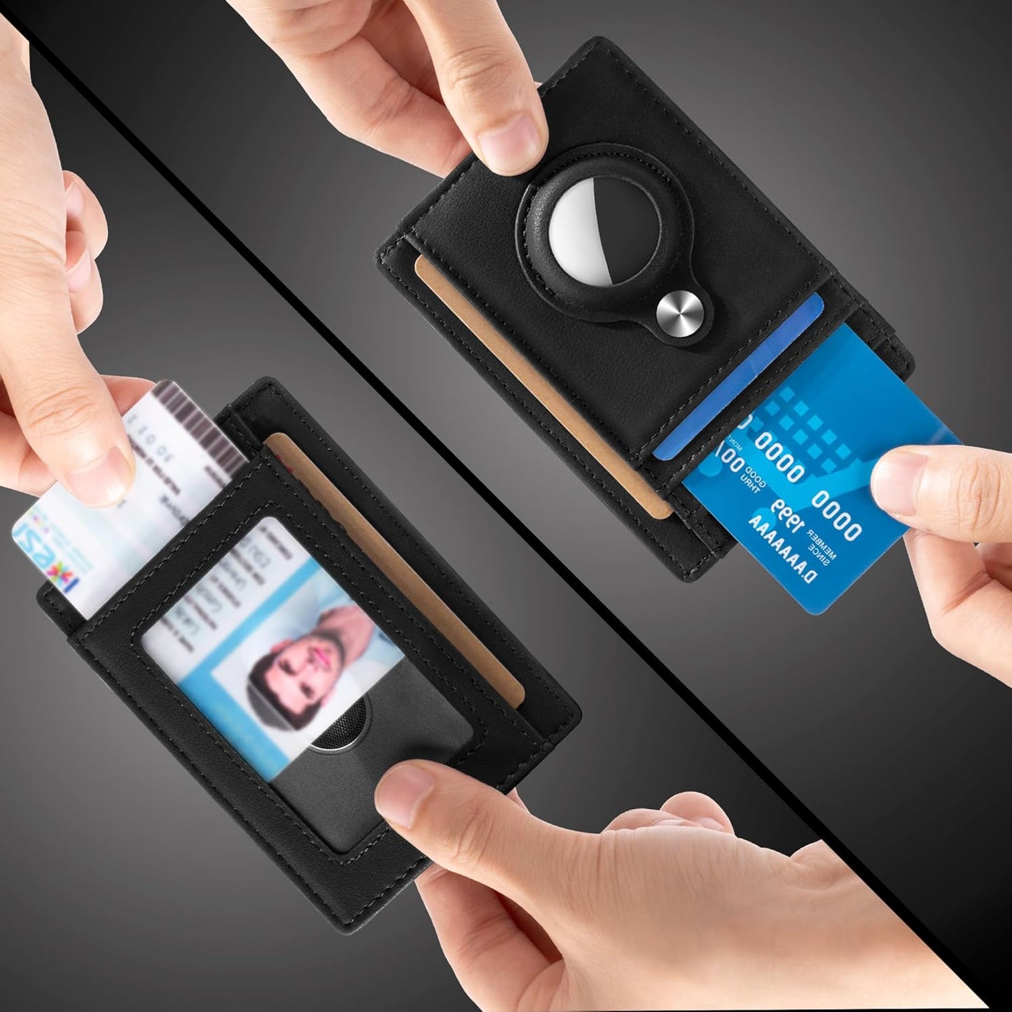 Hawanik Slim Minimalist Front Pocket Air Tag Wallet, RFID Blocking Card Holder Wallet with Airtag Holder