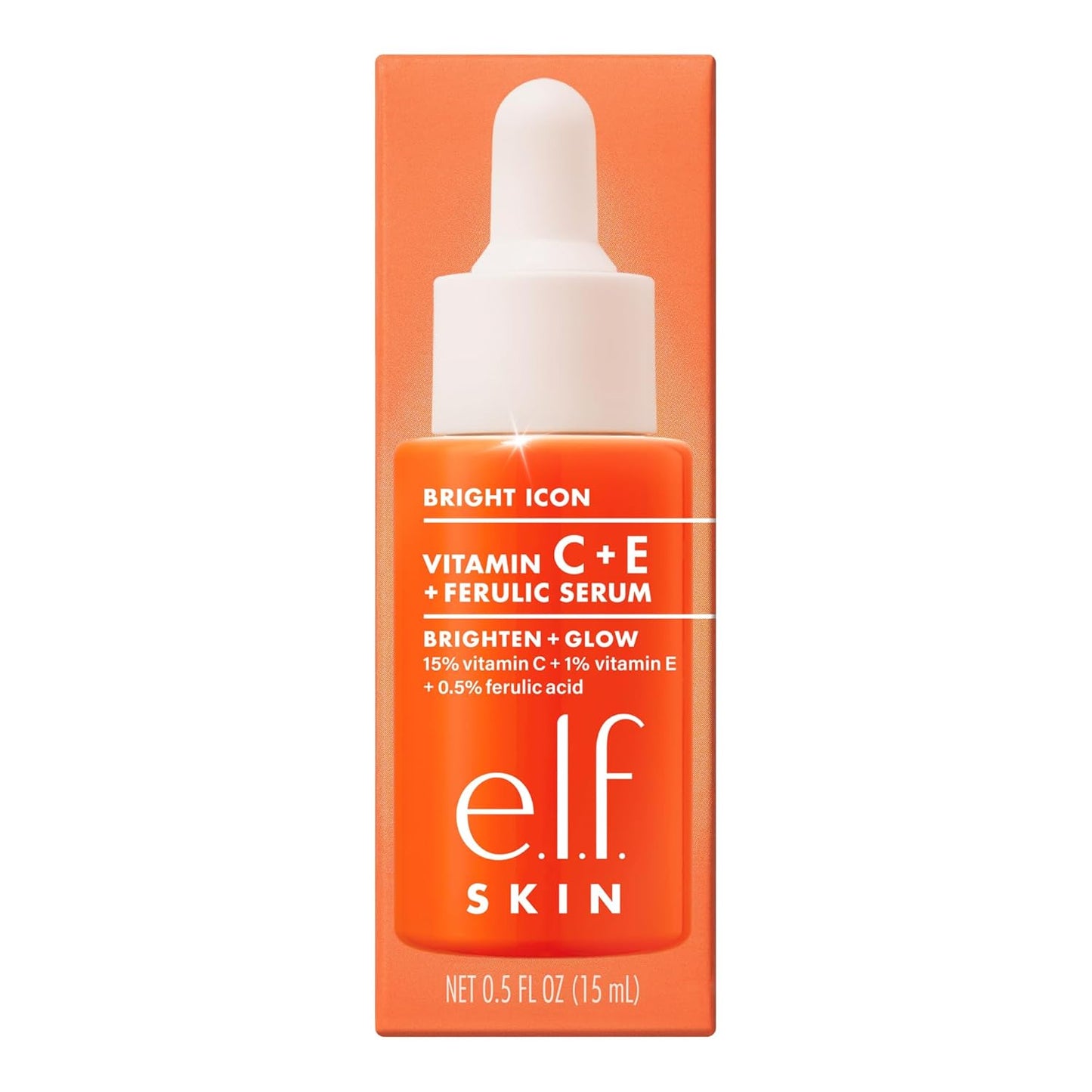 e.l.f. SKIN Bright Icon Vitamin C + E + Ferulic Serum Mini, Brightening & Soothing Face Serum, Helps Even Skin Tone, Vegan & Cruelty-Free, 0.5 fl oz