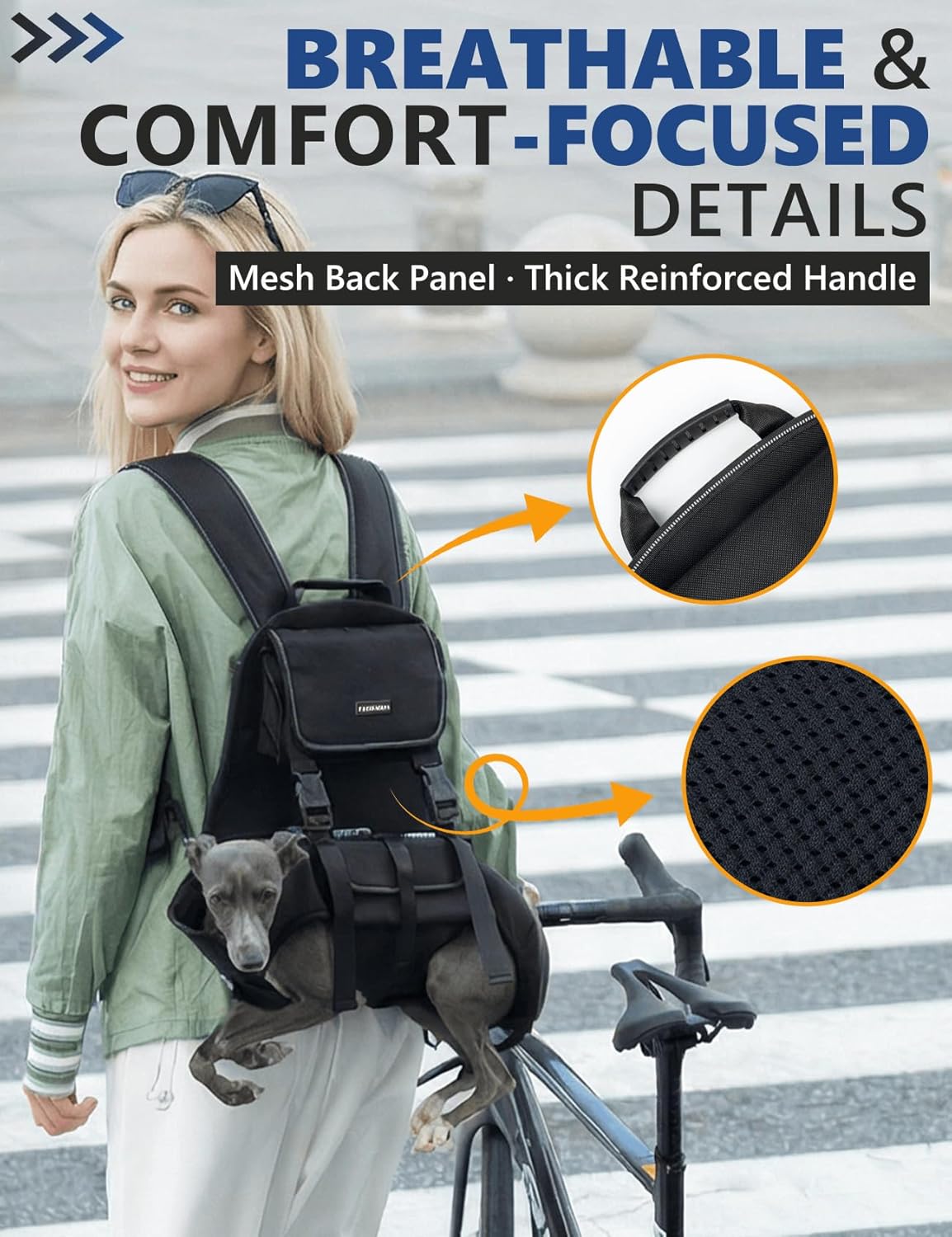 Dog Backpack Carrier(10-20lbs), Pet Lift Carrier for Medium to Large Dogs, Breathable Mesh Comfortable Adjustable Straps,Lightweight Travel Backpack for Pet Disabled, Injuries, Hiking