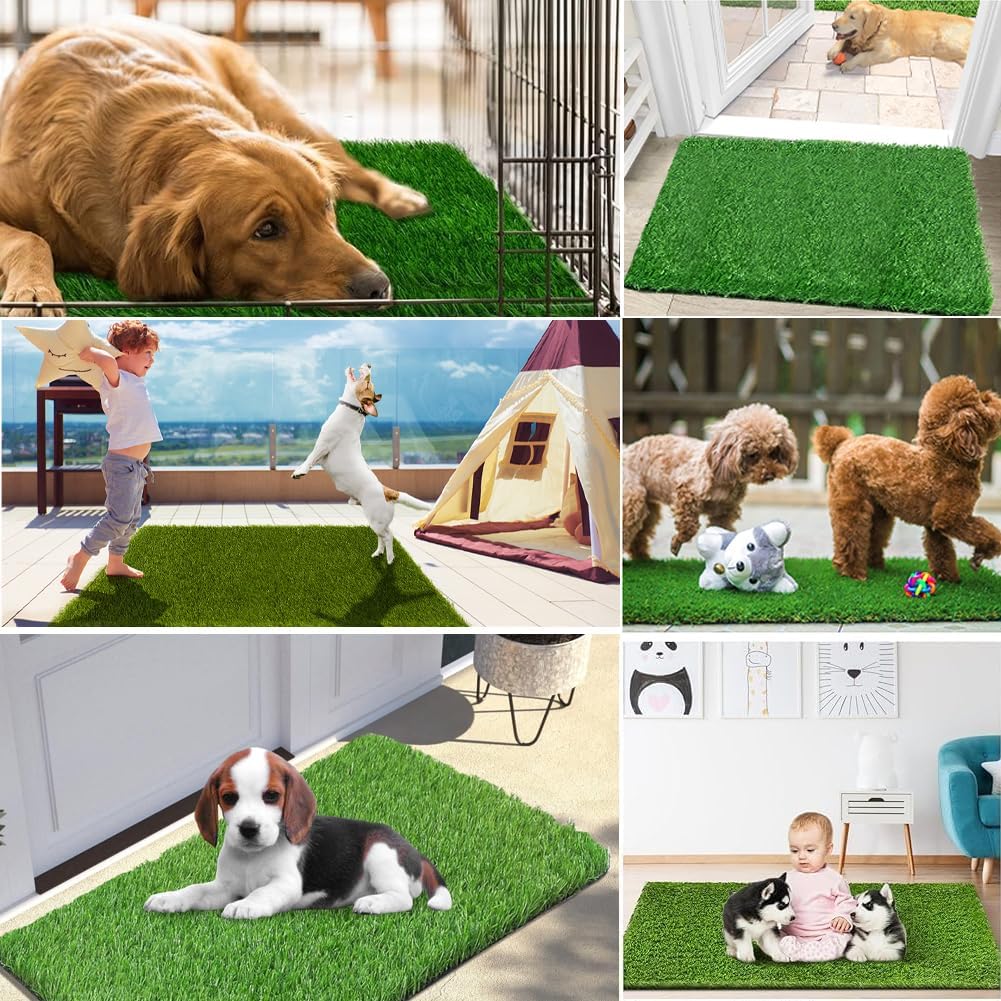 Reusable Potty Training Grass Mat for Dogs - 19.7 X 39.4 Inch Artificial Turf with Drainage Holes, Washable Dog Potty Pad for Indoor & Outdoor Use, Easy to Clean, Durable & Long-Lasting
