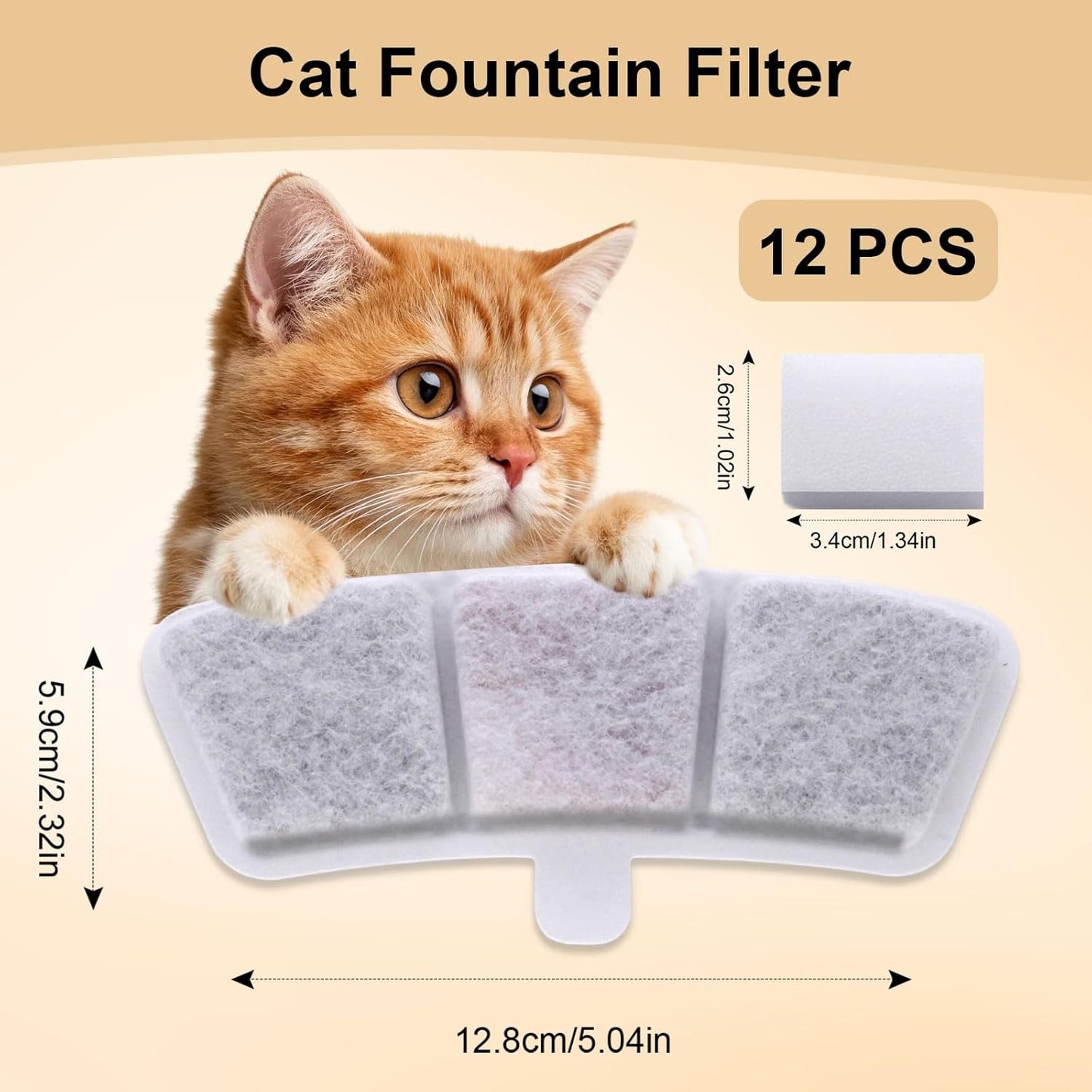 Cat Water Fountain Filter, 12 Pack Fountain Filter Replacement Compatible with Oneisall Cat Water Fountain PW04 3.5L/118oz