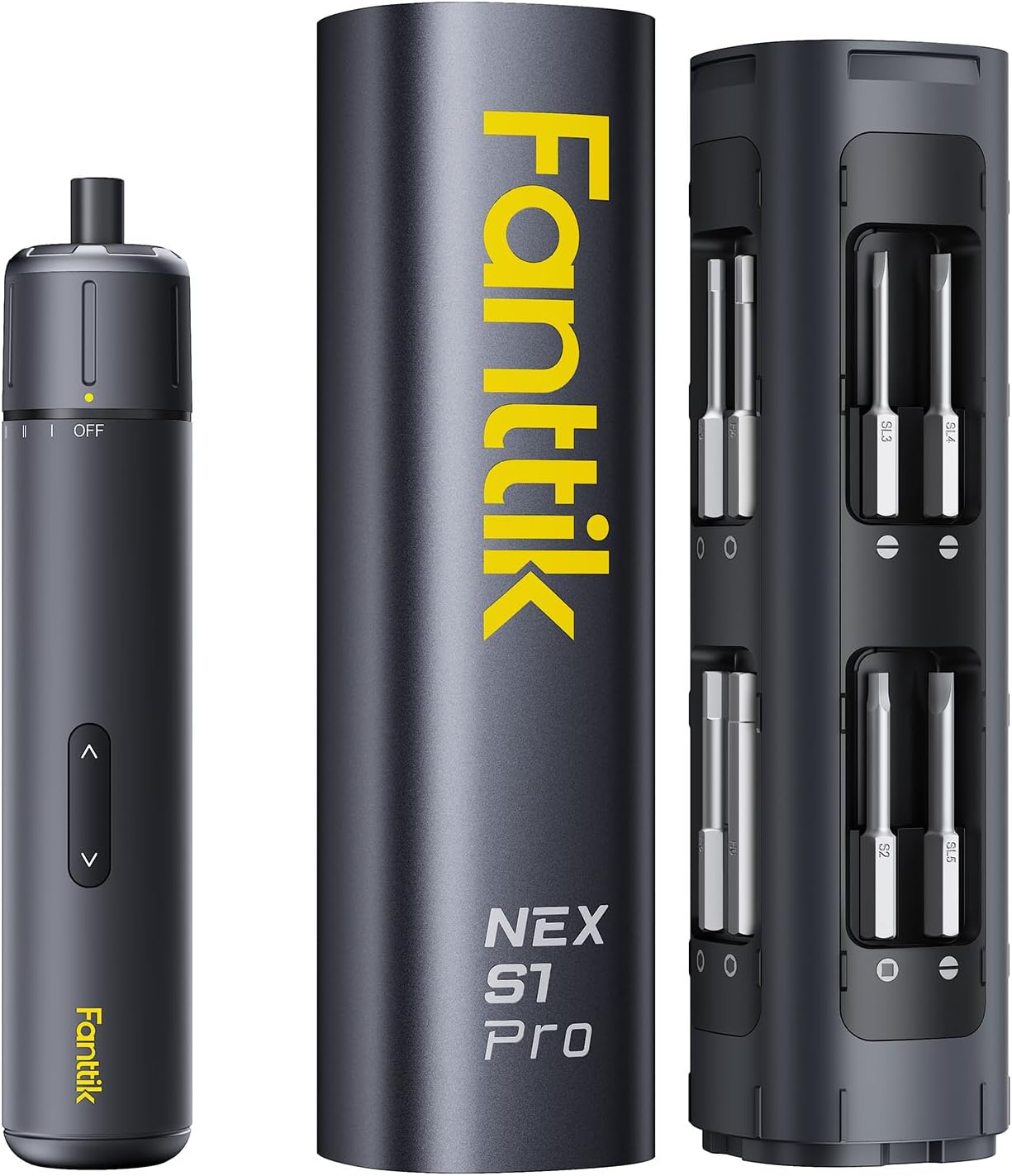 Fanttik S1 Pro Electric Screwdriver, Power Screwdriver with16 S2 Steel Bits, 3 Torque Settings, Max 6 N.m, 2000mAh Battery, LED Light & 1/4''Hex, Ideal Tool for Furniture & Gaming PC