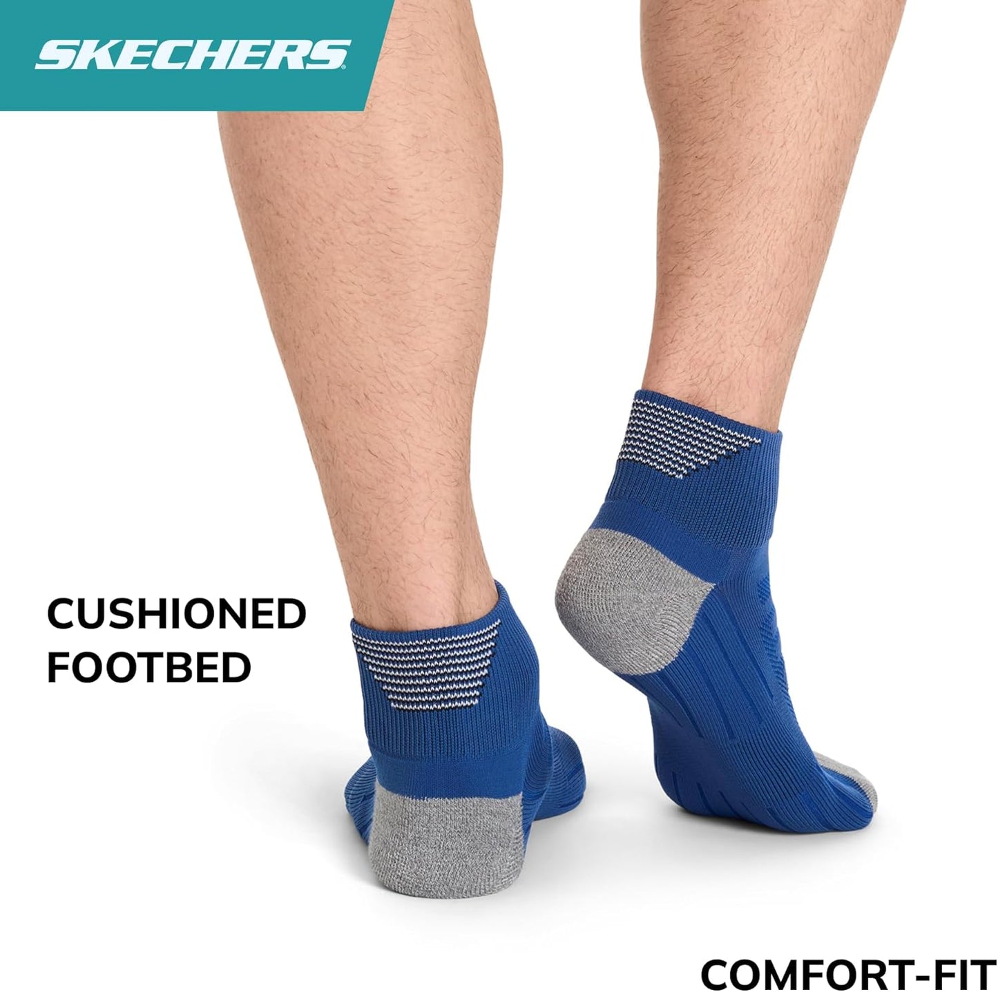 Skechers Men's 3-pack Performance Golf Quarter Crew Socks, Odor Control & Mesh Ventilation