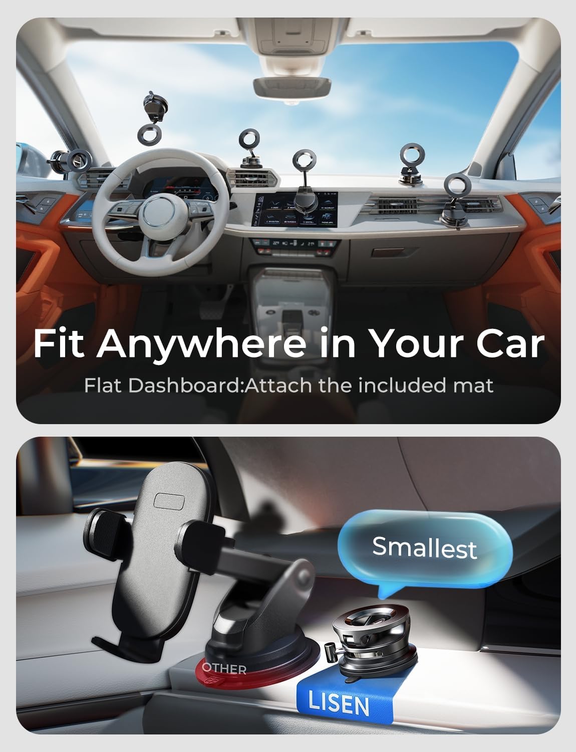LISEN for Magsafe Car Mount, Phone Holders for Your Car, Magnetic Car Accessories for Women Men Truck Jeep BMW, Vacuum Gifts for Mother Day for iPhone 17 Pro Max 16 15 14 13 12, Samsung S26, Black