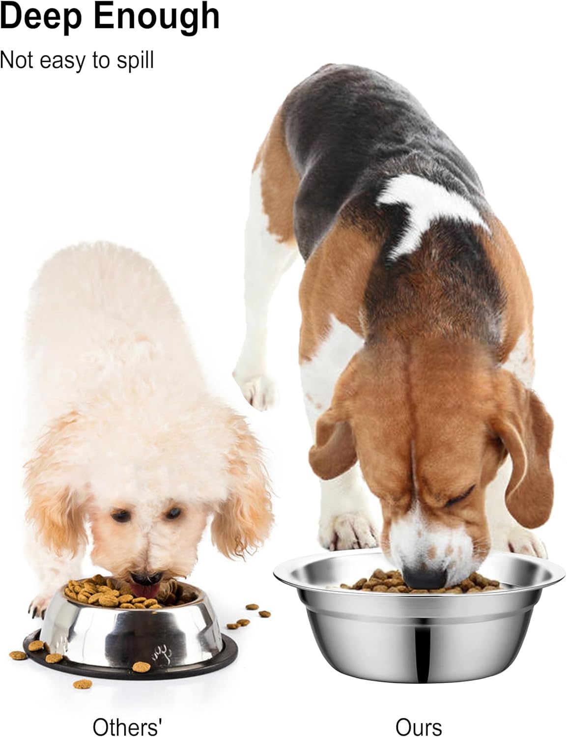 VENTION Stainless Steel Small Dog Food Bowls, Set of 2 Outer Dia. 6.1 in Replacement Dog Bowls for Raised Station(2 Cup)