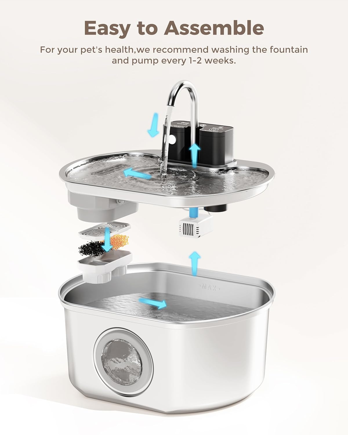 Cat Fountain Replacement Water Pump for 108oz/3.2L Wireless Pet Water Fountain Dog Water Dispenser