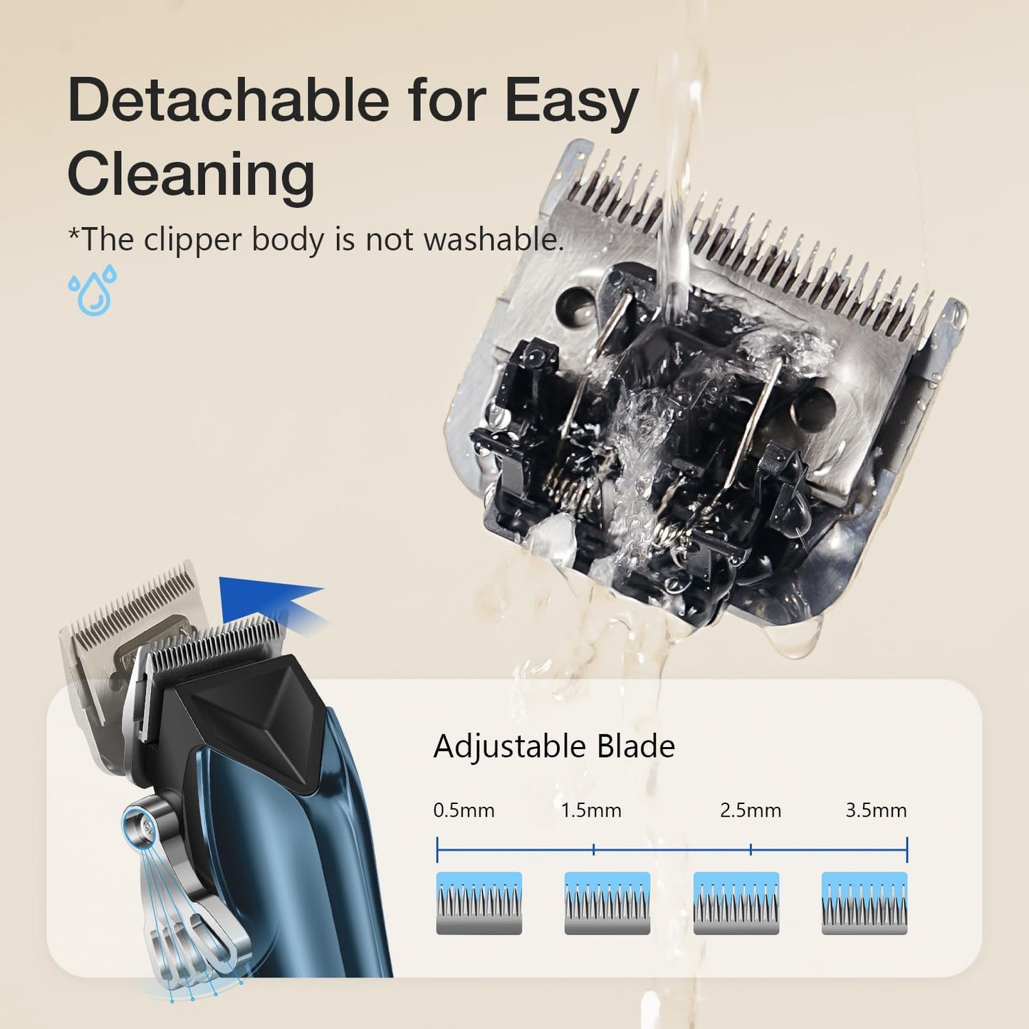 Dog Clippers for Grooming for Thick Coats, Detachable Blade Cordless Rechargeable Professional Pet Grooming Hair Trimmer Shaver Kit with 8 Guide Combs for Dogs Cats Animals