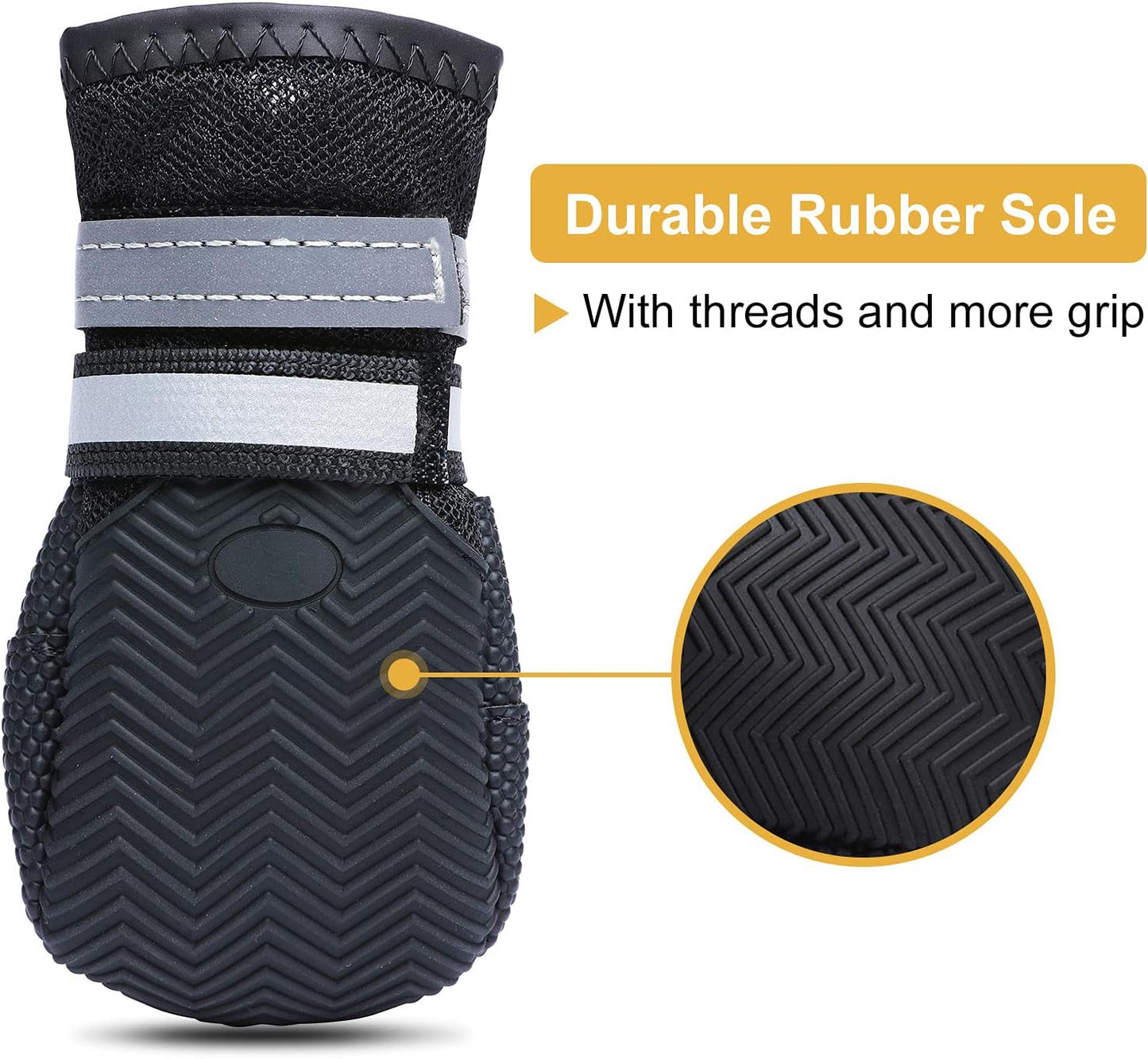 Dimicoo Breathable Dog Boots for Medium Large Dogs,Non-Slip Dog Shoes for Winter Snow and Summer Hot Pavement,Lightweight Paw Protector Dog Booties for Outdoor Walking Indoor Hardwood Floors