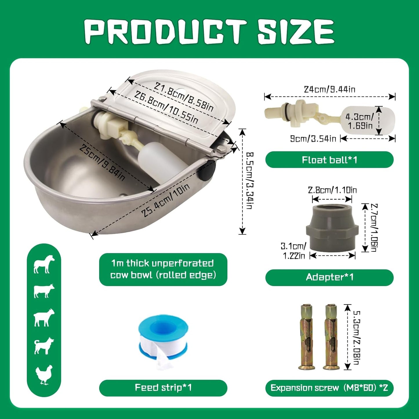 Automatic Dog Feeder Trough Bowl Dispenser Waterer for Pet Dog Horse Cattle Goat Sheep Water Stainless Steel Farm Tool