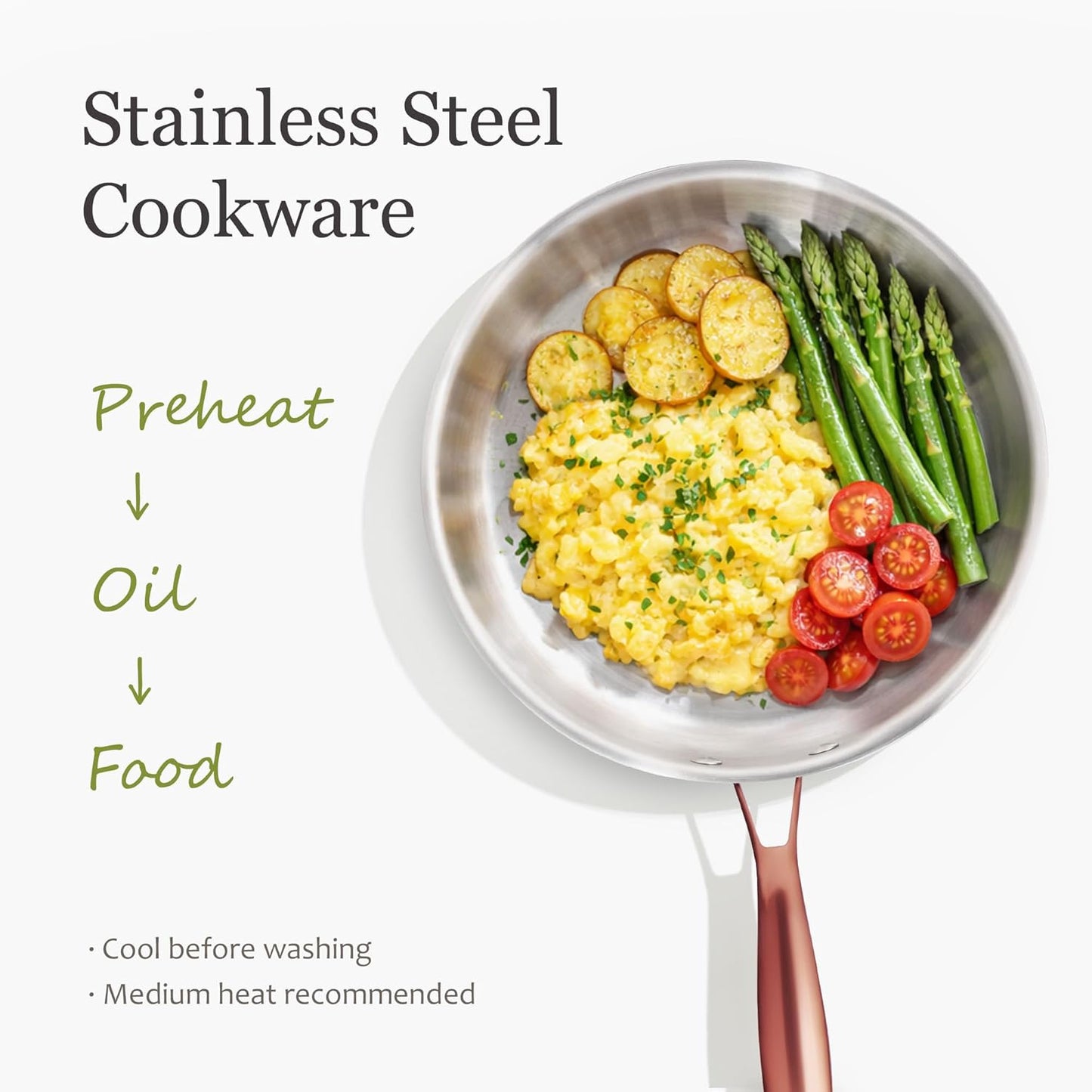 CAROTE 21pcs Tri-Ply Stainless Steel Cookware Set, Pots and Pans Set, Non Toxic Induction Kitchen Cooking Sets, Cookware Collection, Mirror Polish, Gold