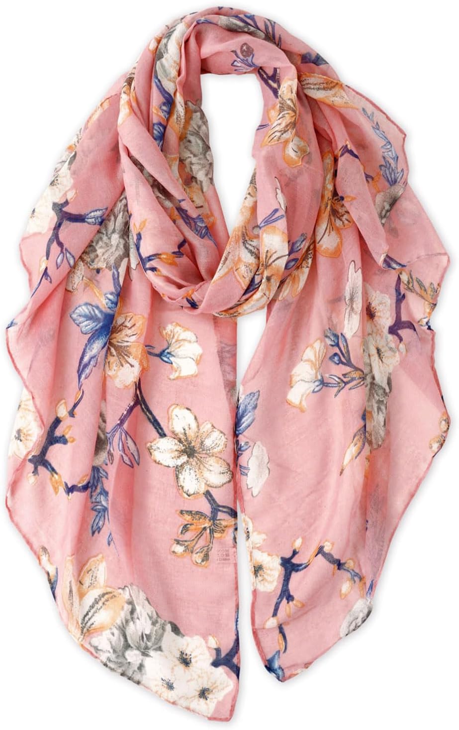 GERINLY Lightweight Scarves Fashion Flowers Print Women Cotton Wrap Scarf Head Shawl Spring Gift