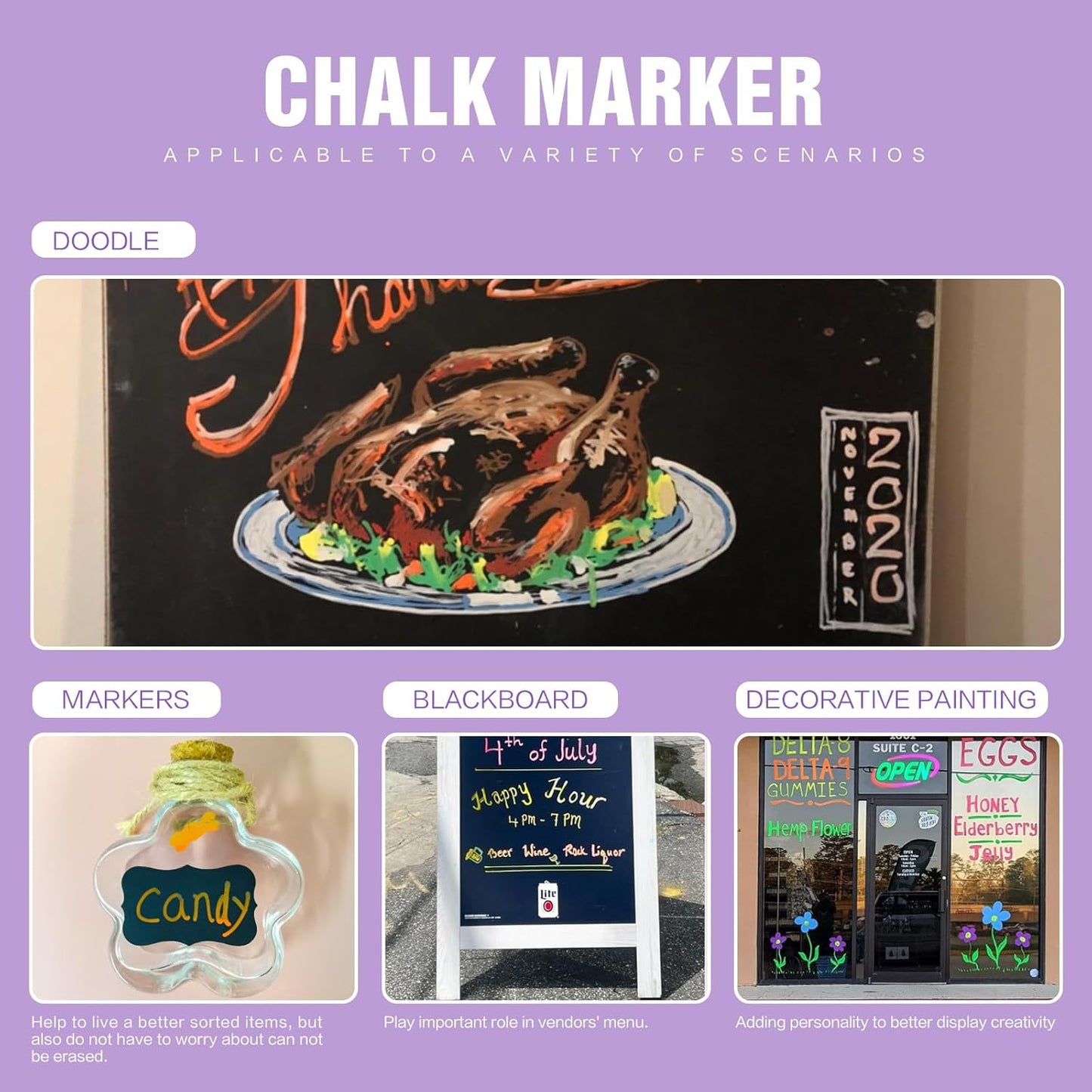 IJIANG Chalk Markers (Neon+Pastel) 24 Colors Erasable with Bullet/Chisel Reversible Tips, Liquid Drawing Chalk Pens for Blackboard, Chalkboard, Whiteboard, Calendar, Cars, Window, Glass, Mirror
