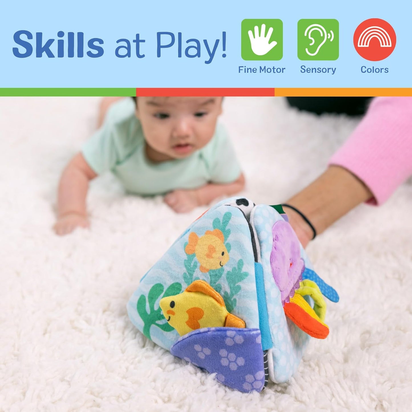 Melissa & Doug Ocean Tummy Time Triangle Infant Baby Toy, Soft Sensory Toy with Textures, Mirror, for Newborns to Ages 6 Months