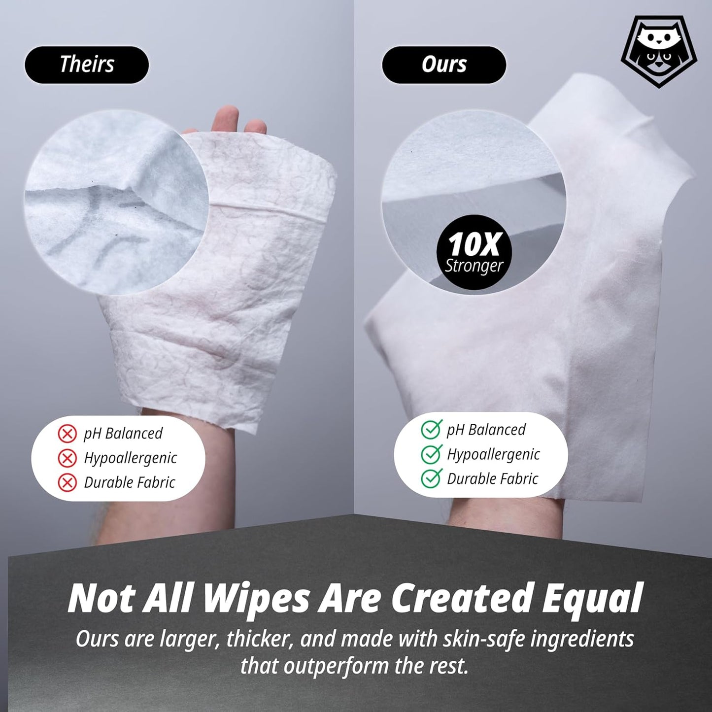 Plant-Based Dog Wipes – Extra Thick, Large, Hypoallergenic, Fragrance-Free Grooming Wipes for Paws & Coats, 60 Count