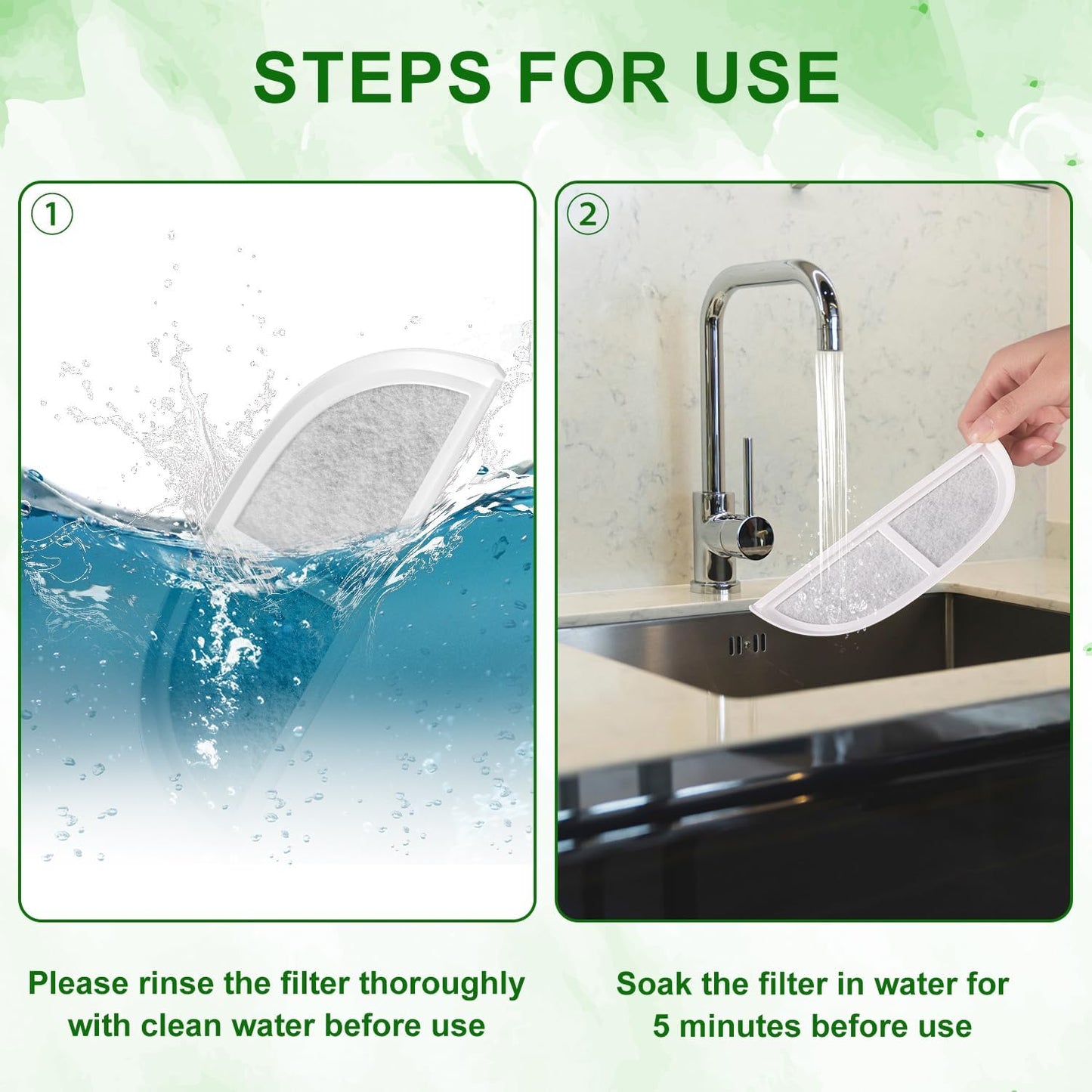 8pcs Pet Water Fountain Filters Compatible with eufy, 6.3x2.2 Inch Water Fountain Filters Replacement for Cats and Dogs Indoor Use