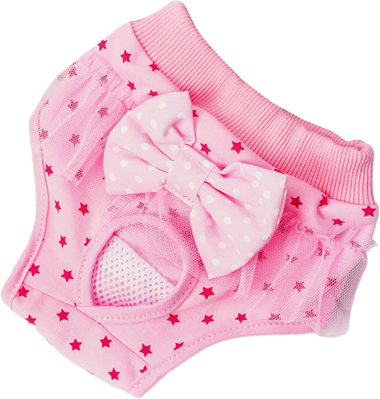 YiZYiF Cute Reusable Puppy Diapers for Female Dogs Washable Period Pants with Bowknot Breathable and Leak-Proof Nappies Pink Small