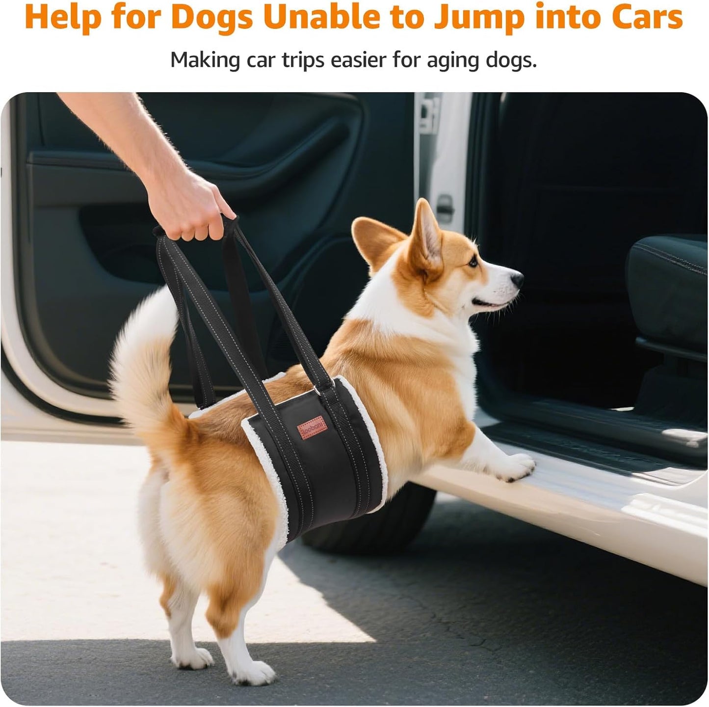 LOOBANI Portable Dog Sling for Back Legs, Hip Support Harness to Help Lift Dogs Rear for Canine Aid and Old K9 Cruciate Ligament Rehabilitation