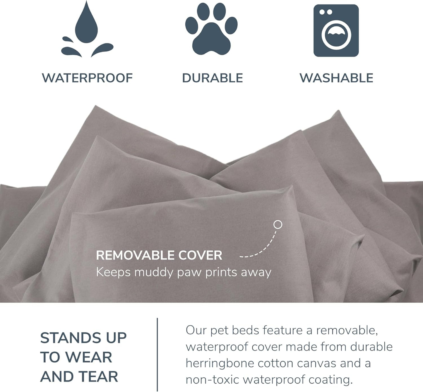 Naturepedic Organic Pet Bed Cover - Washable Waterproof Mattress Protector - Removable Cover for Dog and Cat Bed - Large