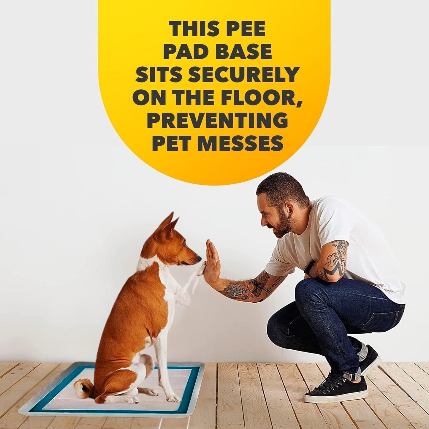 TidyFriend Dog Pee Pad Holder Tray - Fits Up to 24” x 24” Pee Pad Holder for Dogs - Stable Grip, Raised Edges, Quick-Wipe Silicone Surface Dog Pad Holder for Indoor Flooring Protection (Light Grey)