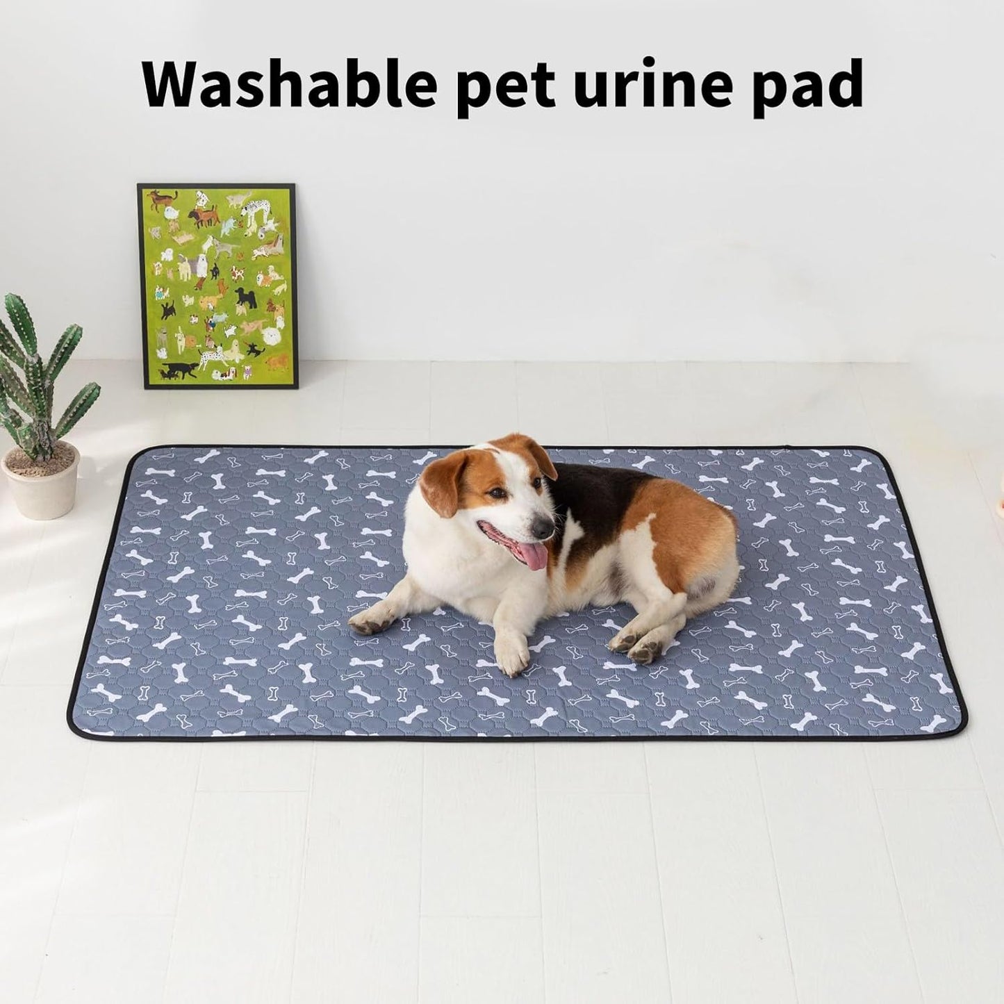 Washable Dog Mat with Quick Absorbing Polyester for Indoor Pet Nonslip Backing and Tear Design Absorbent Pet Training Pad