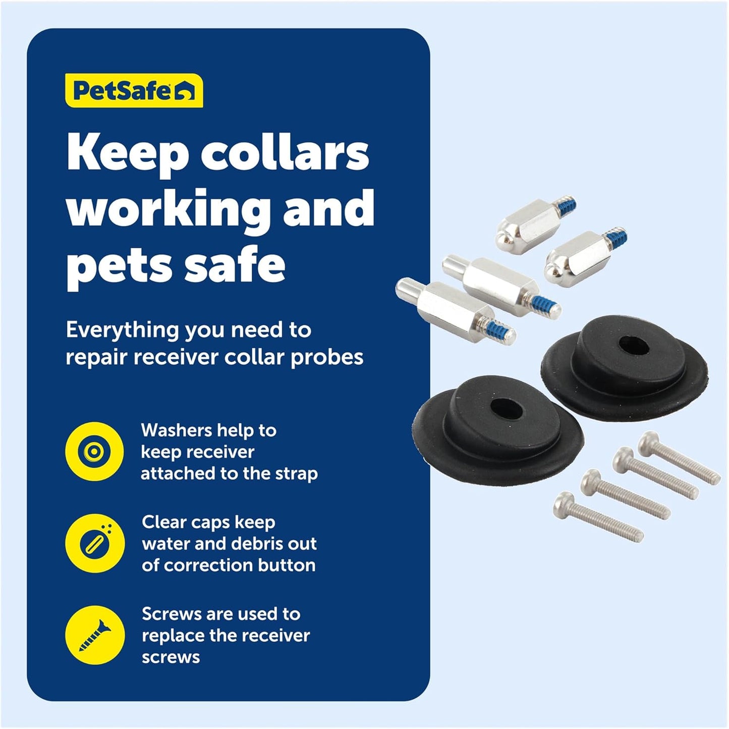 PetSafe Accessory Kit for Fencing Receiver Collars - Replacement Components for In-Ground & Wireless Dog Receiver Collars - Includes Contact Points, Clear Caps, Screws & Washers
