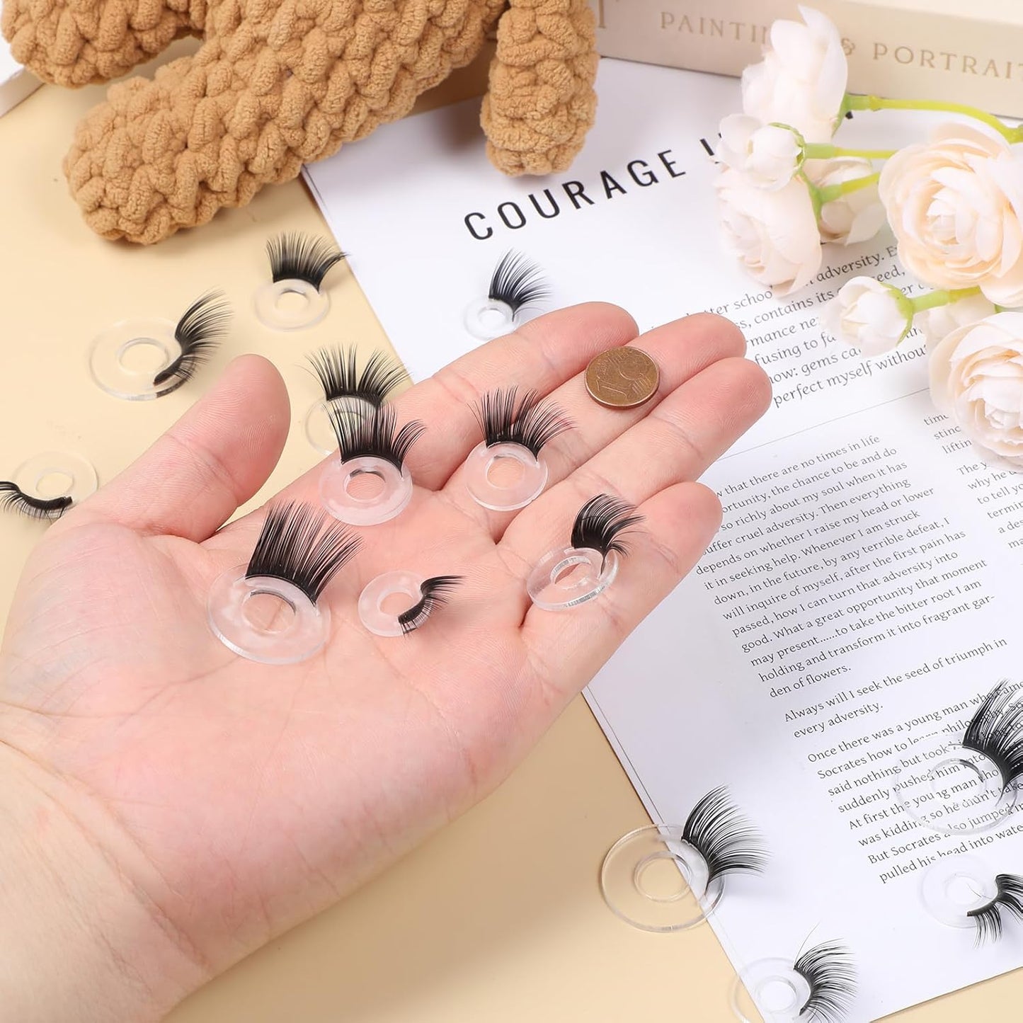 20 Pcs Safety Doll Eyelashes for Crocheting, 5 Sizes Doll Eye Lashes for Amigurumi, Stuffed Animals Crochet Eyelashes Dolls Making Supplies for Teddy Bear Puppet Plush Toy Accessories