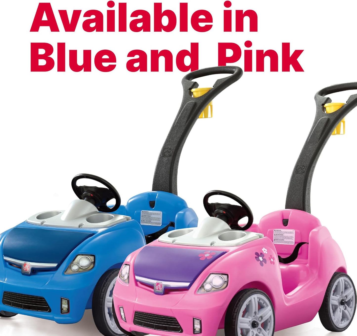Step2 Whisper Ride II Kids Push Cars, Ride On Car, Seat Belt, Horn, Toddlers Ages 1.5 – 4 Years Old, Max Weight 50 lbs., Quick Storage, Stroller Substitute, Pink