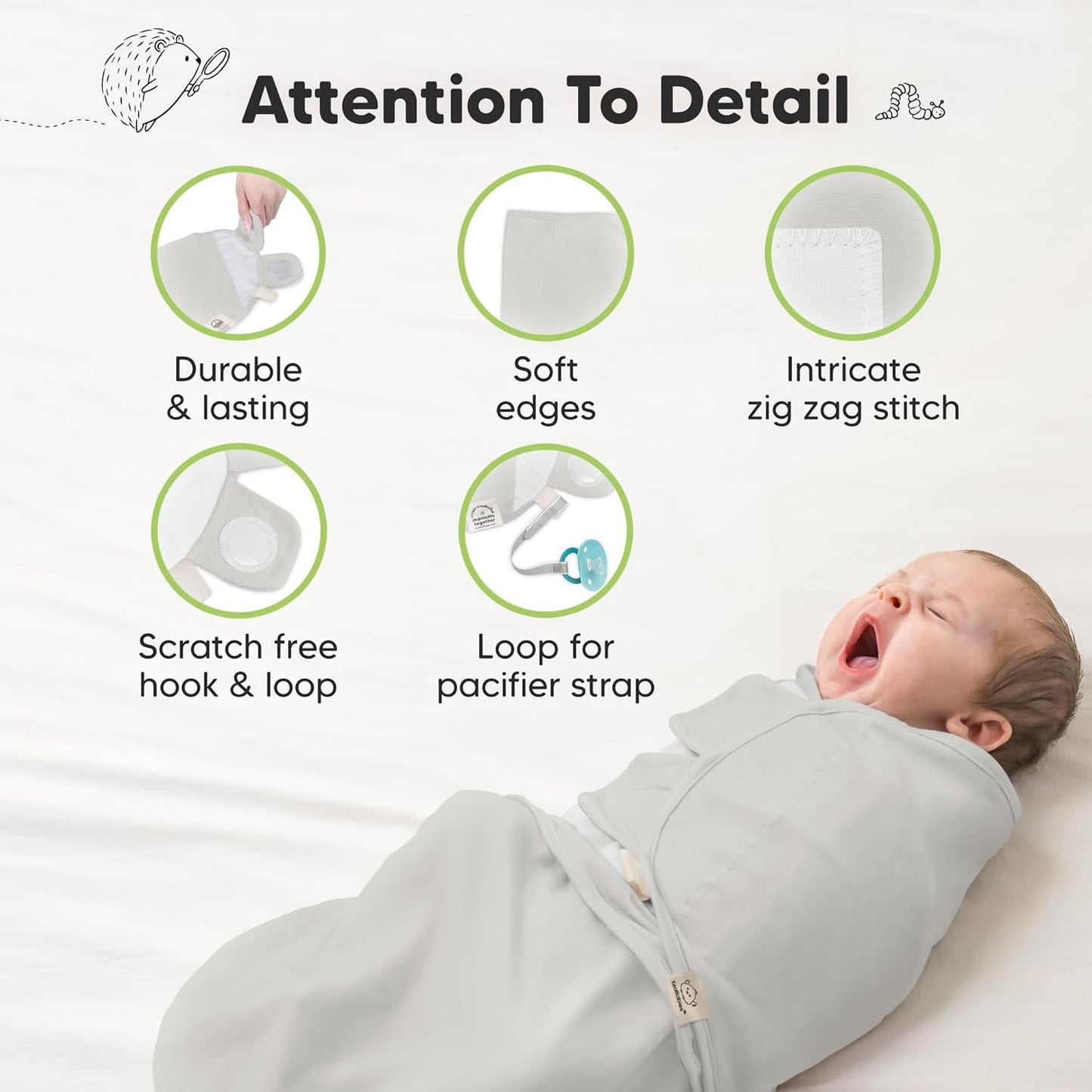 3-Pack Organic Baby Swaddle Sleep Sacks - Swaddles for Newborns, Infant 0-3 Months, Baby Girls, Boys, Soft & Snug Newborn Sleep Sack, Nursery Swaddling Blankets (Ripple, OS)
