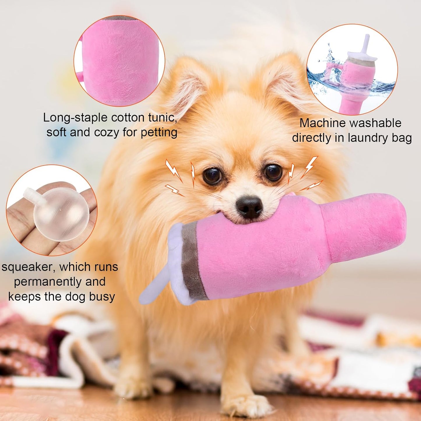 Mity Rain Funny Tumbler with Handle Cup, Interactive Squeaky Dog Toys for Small/Medium/Large Dogs (1 Pink)
