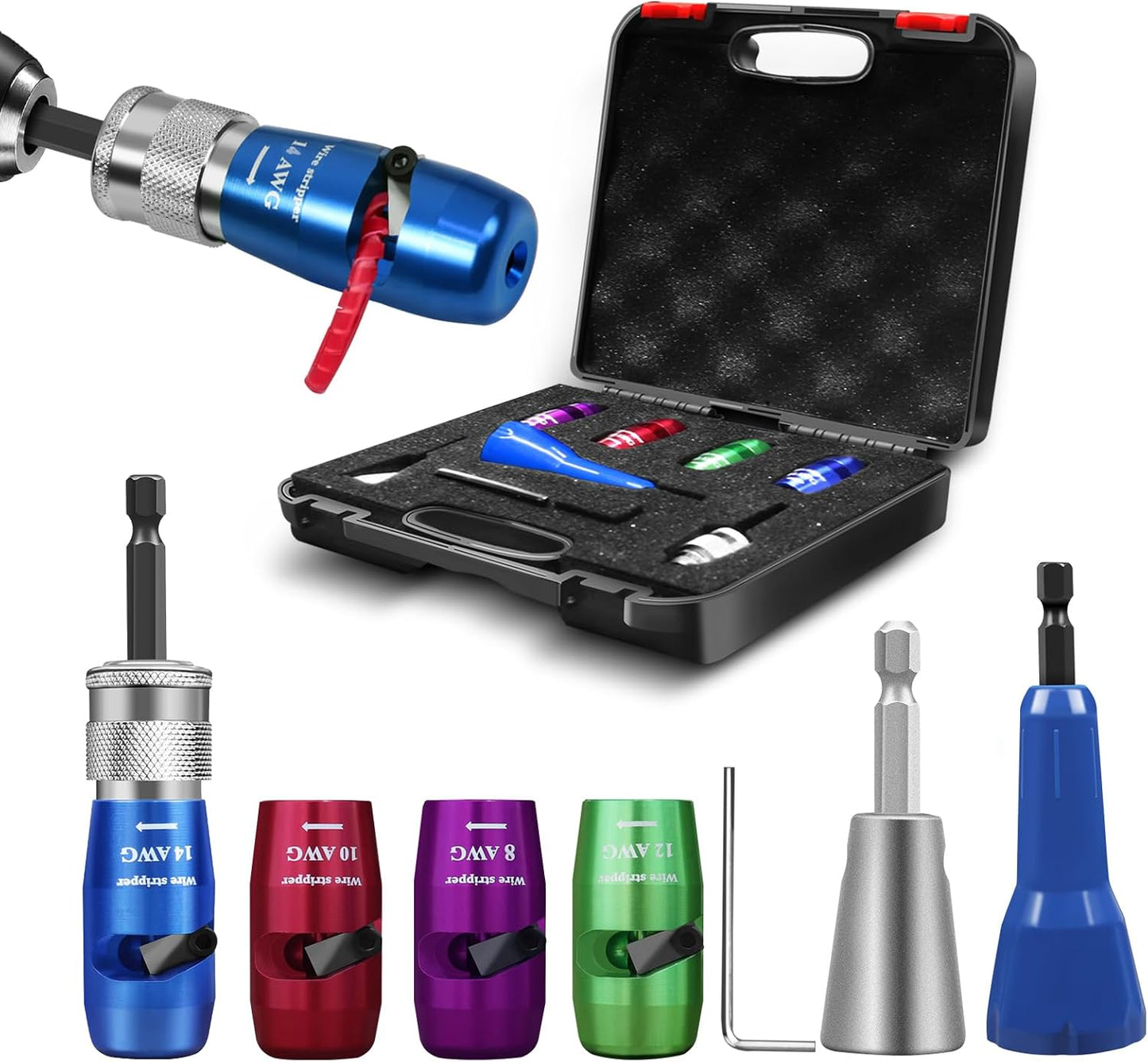 BURMONG Wire Twister & Stripper Tool for Drill – 8/10/12/14 AWG, 2026 Upgraded Electrician Wire Stripping and Twisting Tool, Improve Work Efficiency 30 Times