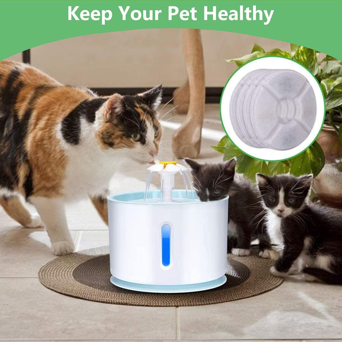 16 Pack Cat Water Fountain Filters of Pet Fountain Replacement Filter,for most 81oz/2.4L Automatic Pet Cat Dog Water Fountain Dispenser