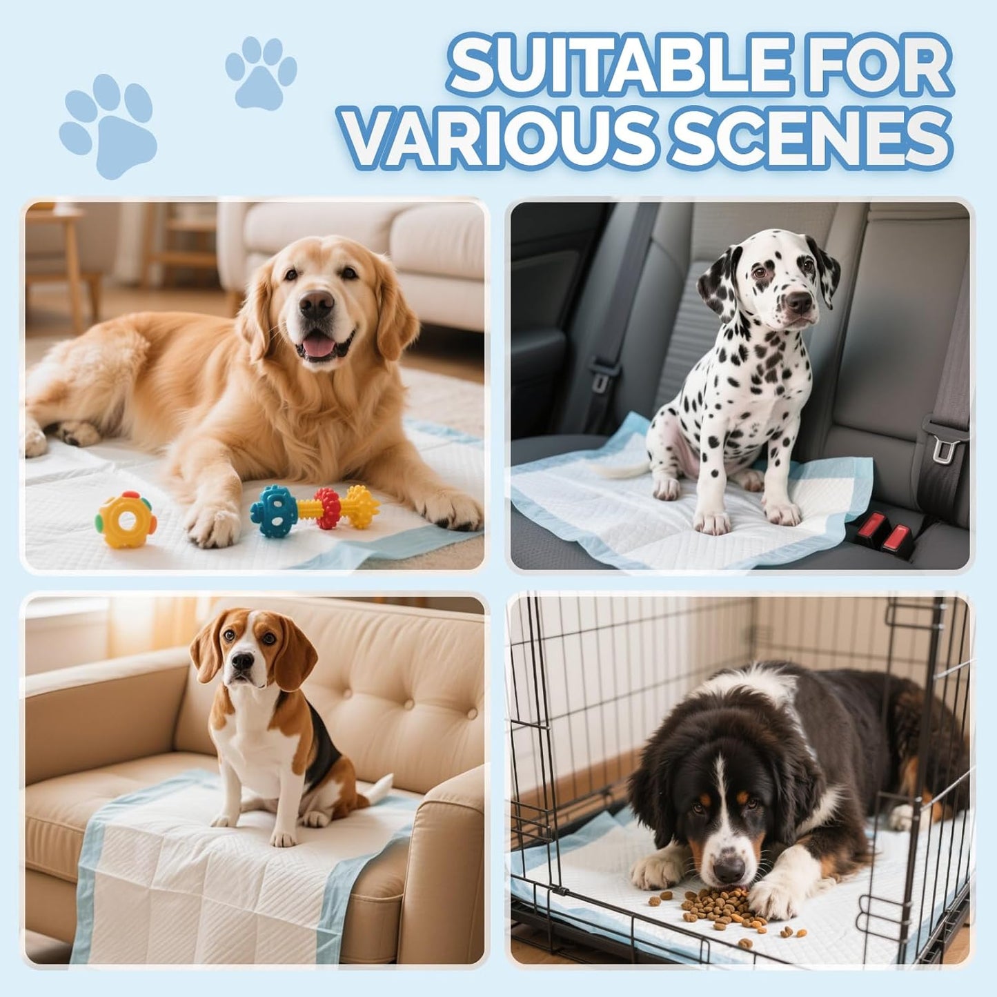 Bulubaky Heavy Absorbent Enormous 54"x37" Pee Pads for Large Dogs, Quick Dry Disposable Puppy Pee Pads, Thicken Strong Leak-Proof Backing Dog Pads 30Counts