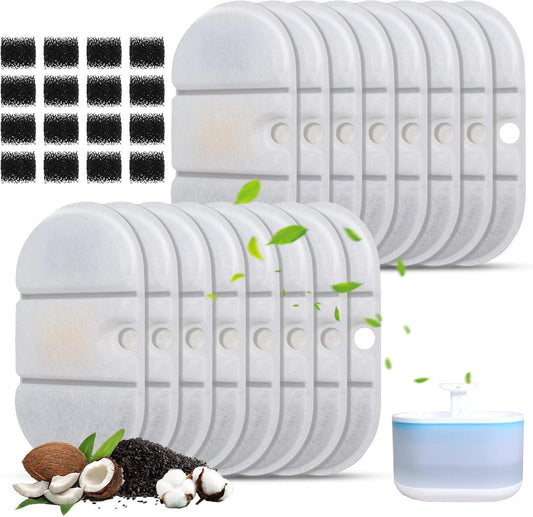 Cat Water Fountain Replacement Filters Compatible with PETLIBRO PLWF002-71oz/2.1L Capsule Pet Fountain, Dog Dispenser Replacement Filter Set with Sponges