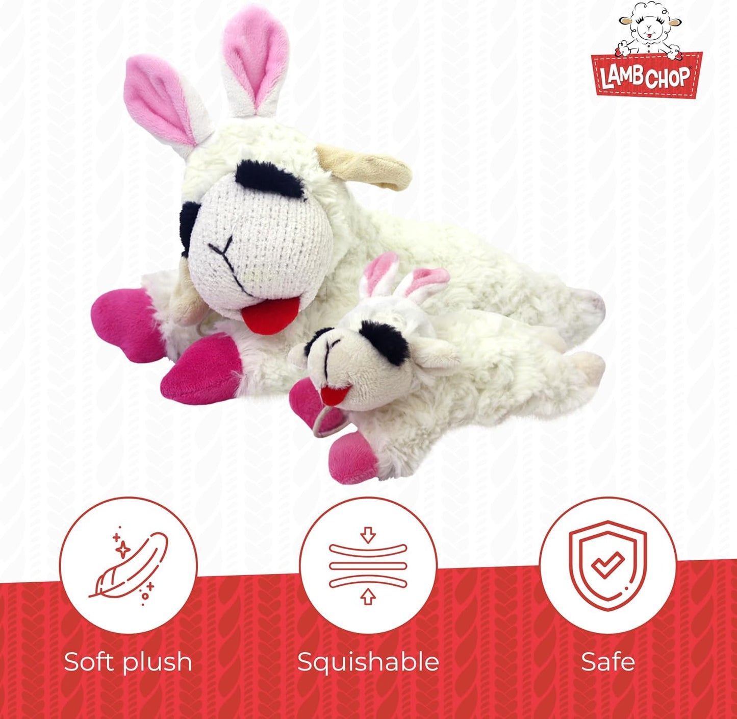 Multipet Lamb Chop Easter Dog Toy | Plush Dog Toy | Squeaker Dogs Toys |10" | White | Officially Licensed
