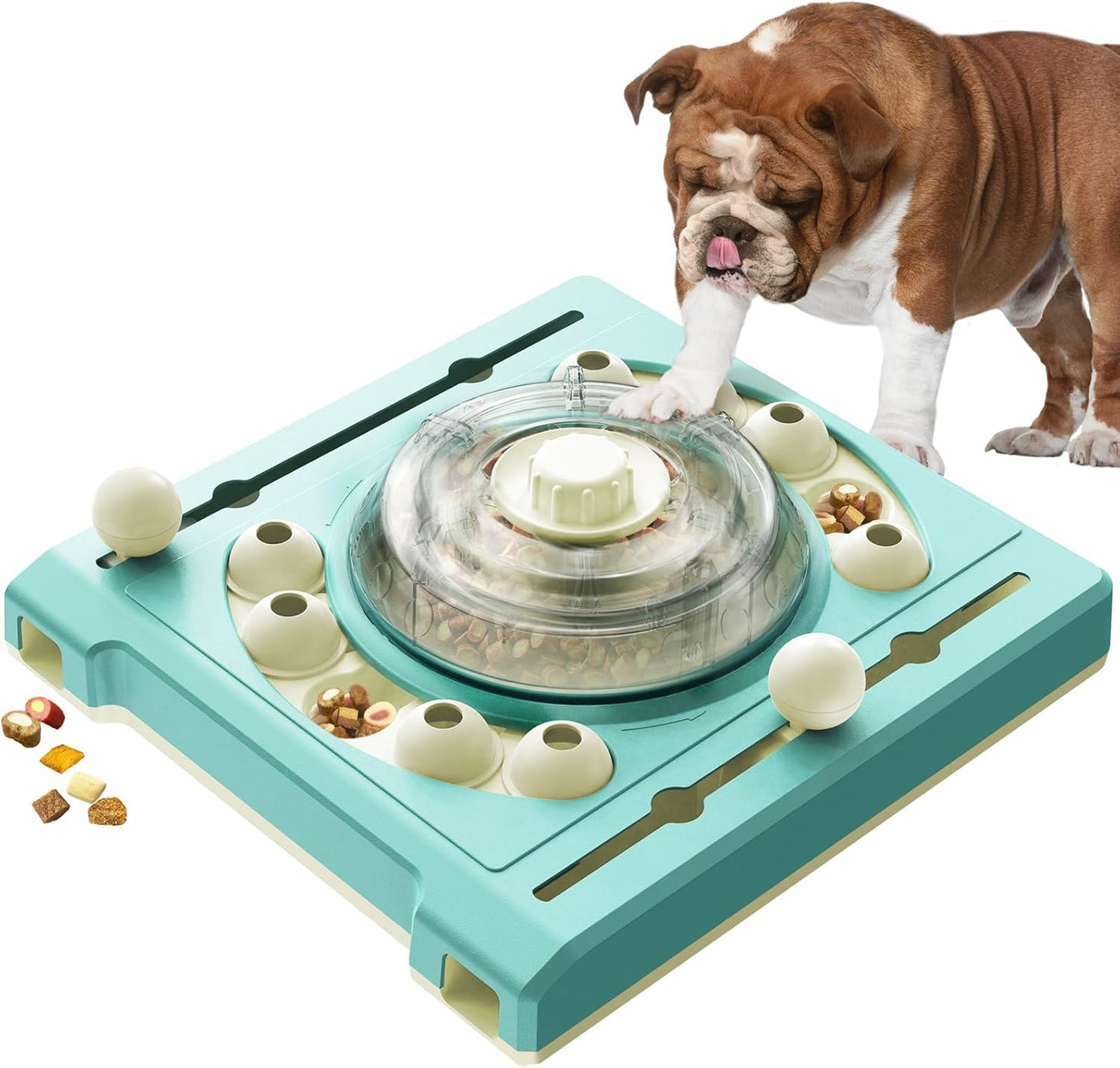 KADTC 2 Levels of Challenge Dog Puzzle Feeder Toy U.S. Brand - Design Spin-to-Release Treat Food Dispenser for Small Medium Large Dogs Boredom Buster Mental Stimulation Enrichment Slow Feeding Toys