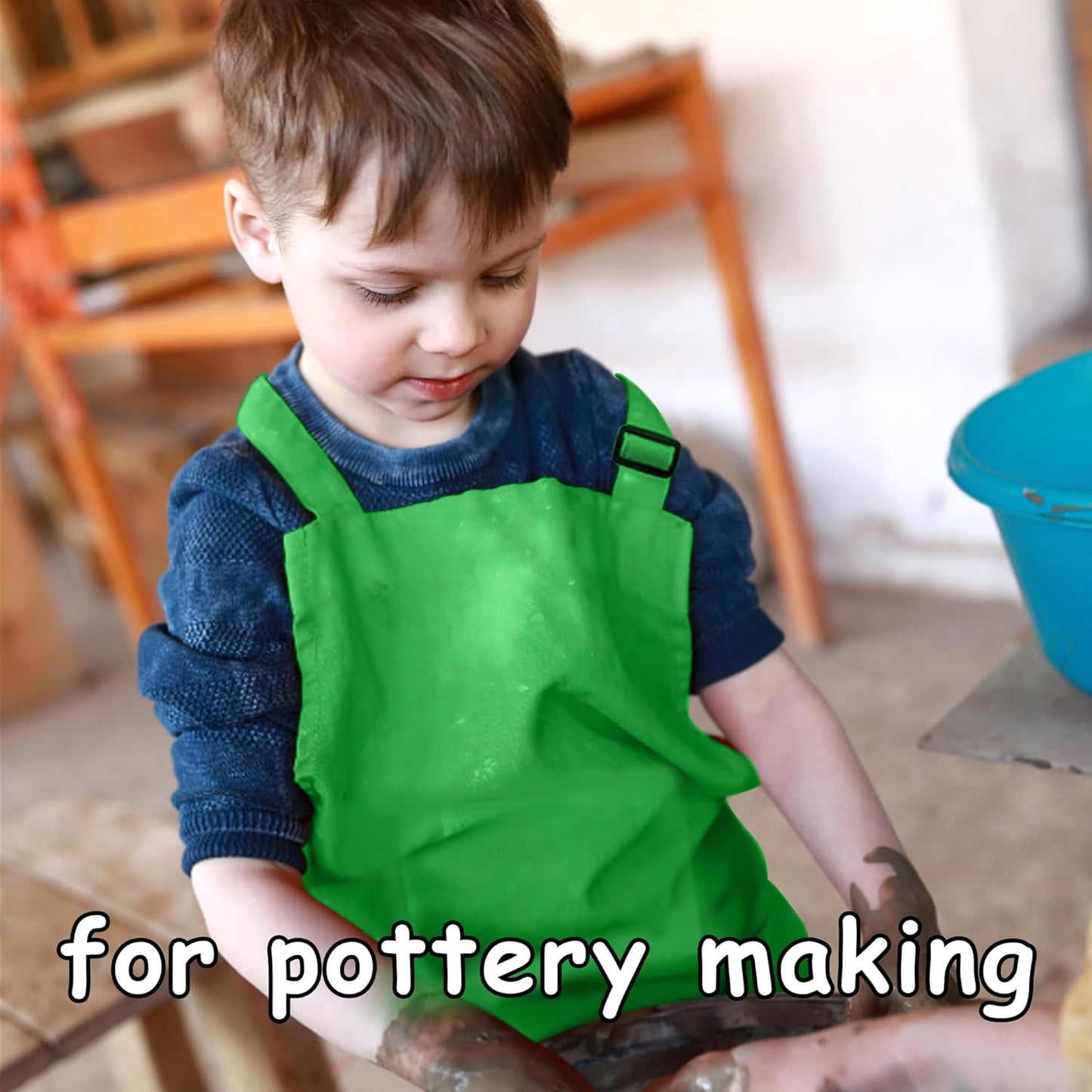 2Pcs Kids Aprons Children Artists Aprons with Pockets Adjustable Chef Aprons for Cooking Kitchen Backing Painting