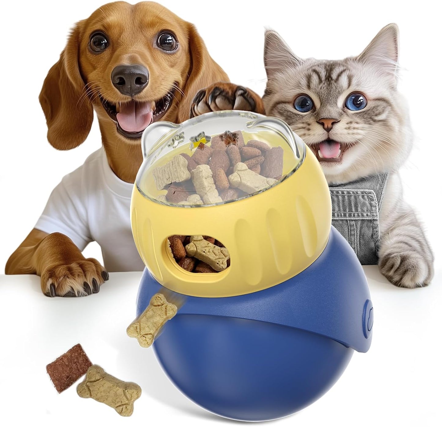 Interactive Cat Puzzle Toy - Adjustable Treat Dispensing Food Dispenser Slow Feeder Bowls, Boredom Busters for Cat to Keep Them Engaged and Busy