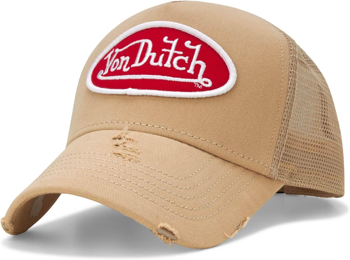Von Dutch Unisex Trucker Hat - Curved Bill Mesh Back Retro Classic Colorblock Snapback Baseball Cap for Men and Women