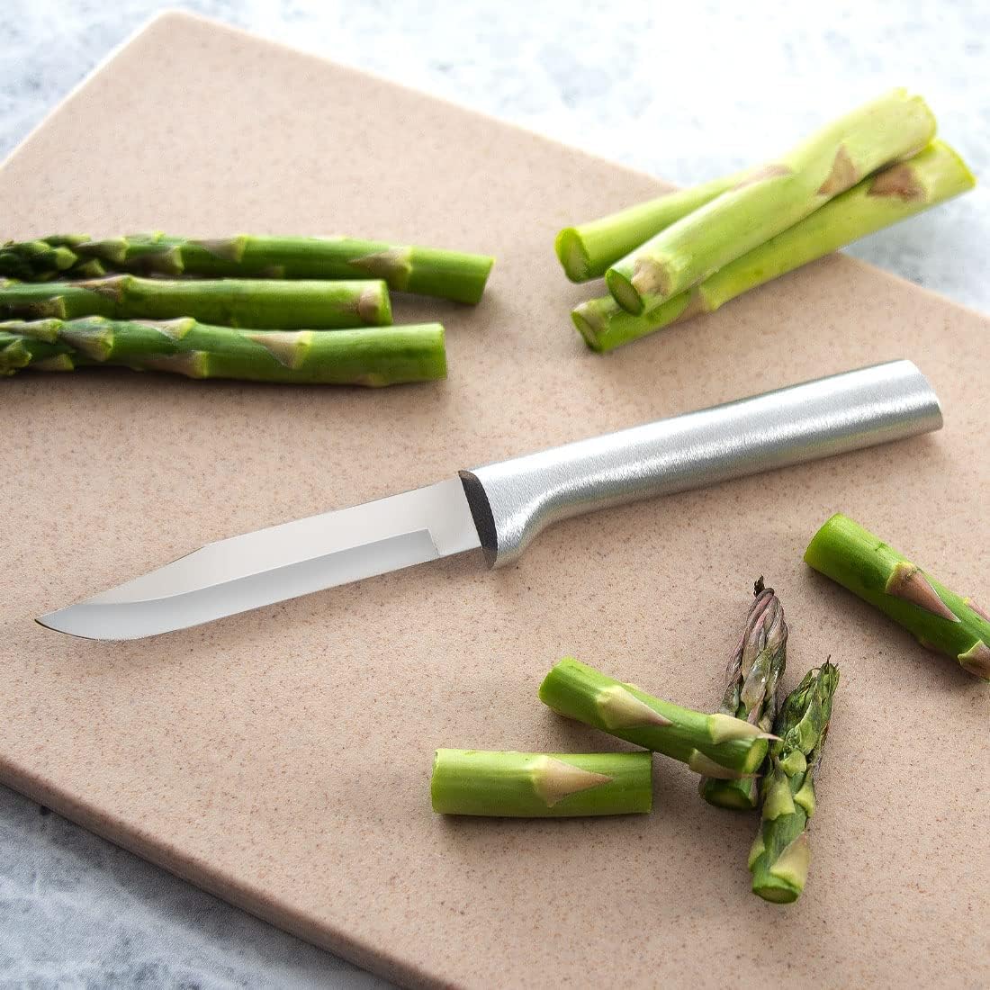 Rada Cutlery Regular Paring Knife (R101) with Quick Edge Sharpener (R119), 3.25" Stainless Steel Blade, Silver Handle, Pack of 3
