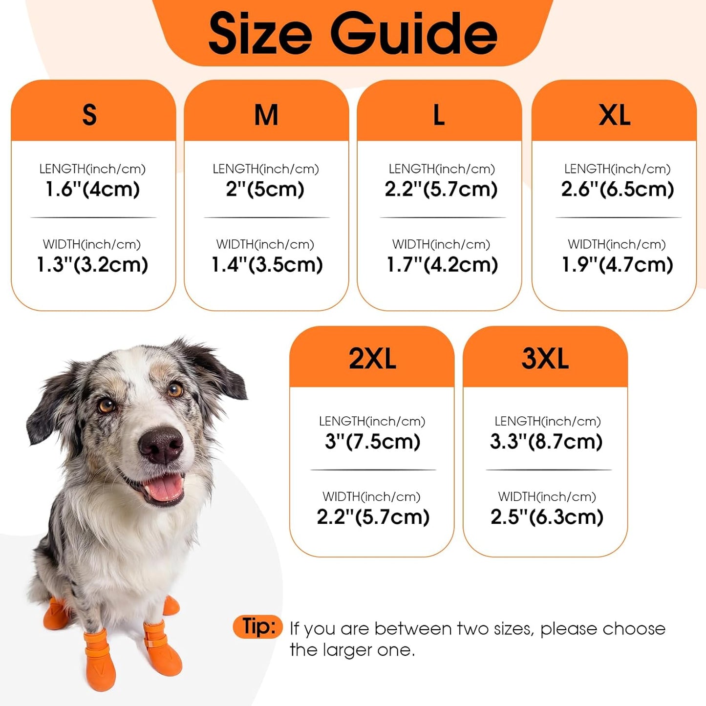 Dog Boots for Rainy Day, Hot Pavement, Non-Slip Waterproof Dog Boots & Paw Protectors, Easy to Clean Dog Shoes for Small Medium Large Dogs (Orange XXL)