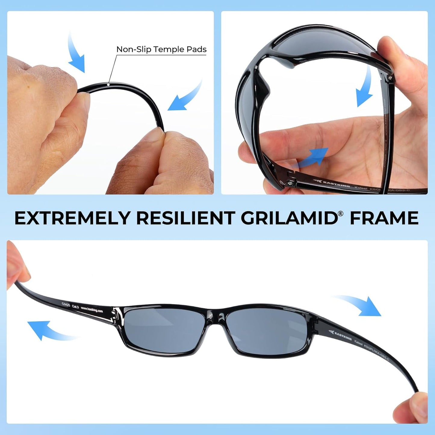 KastKing Kateel Sport Sunglasses, Full Wrap Design, PuriVex Protective Coating, Lightweight Grilamid Frame, UV Protection