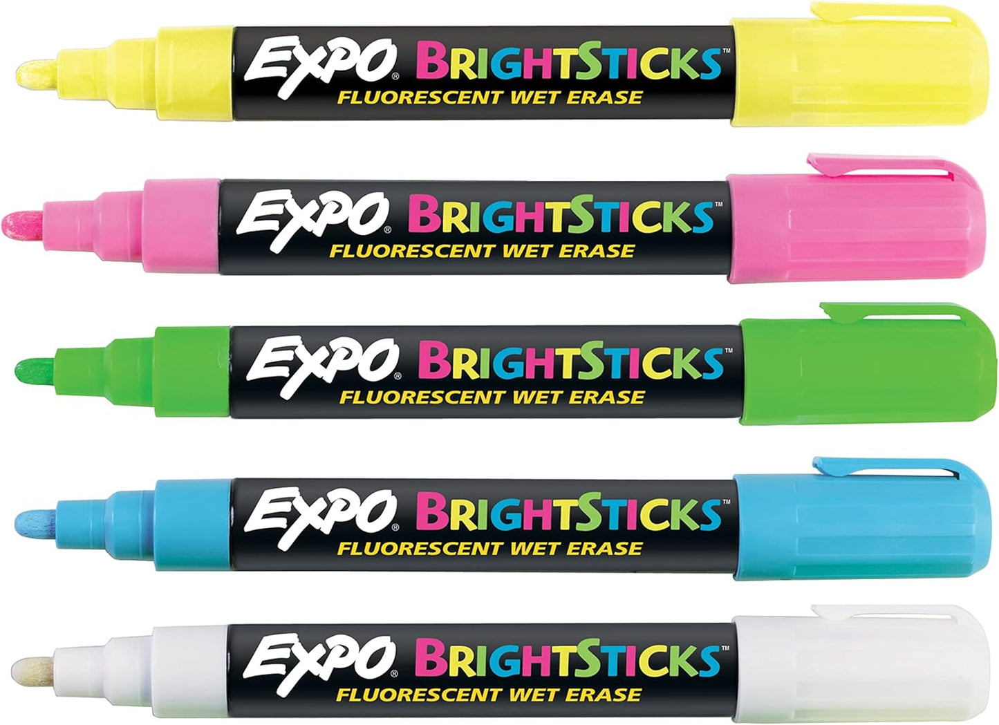 EXPO Bright Sticks, Wet Erase Fluorescent Markers, Bullet Tip, 5 Count - Whiteboard, Calendar, Organization, Teacher Supplies