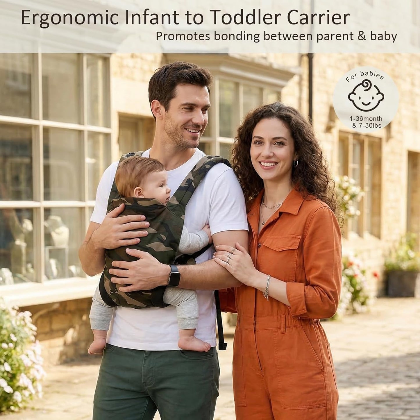 Baby Carrier for Dad (7-30lbs)-Military Stylish Infant Holder Carriers Newborn to Toddler, Men Baby Carrier with Windproof Cap, One Size Fits All, Camouflage