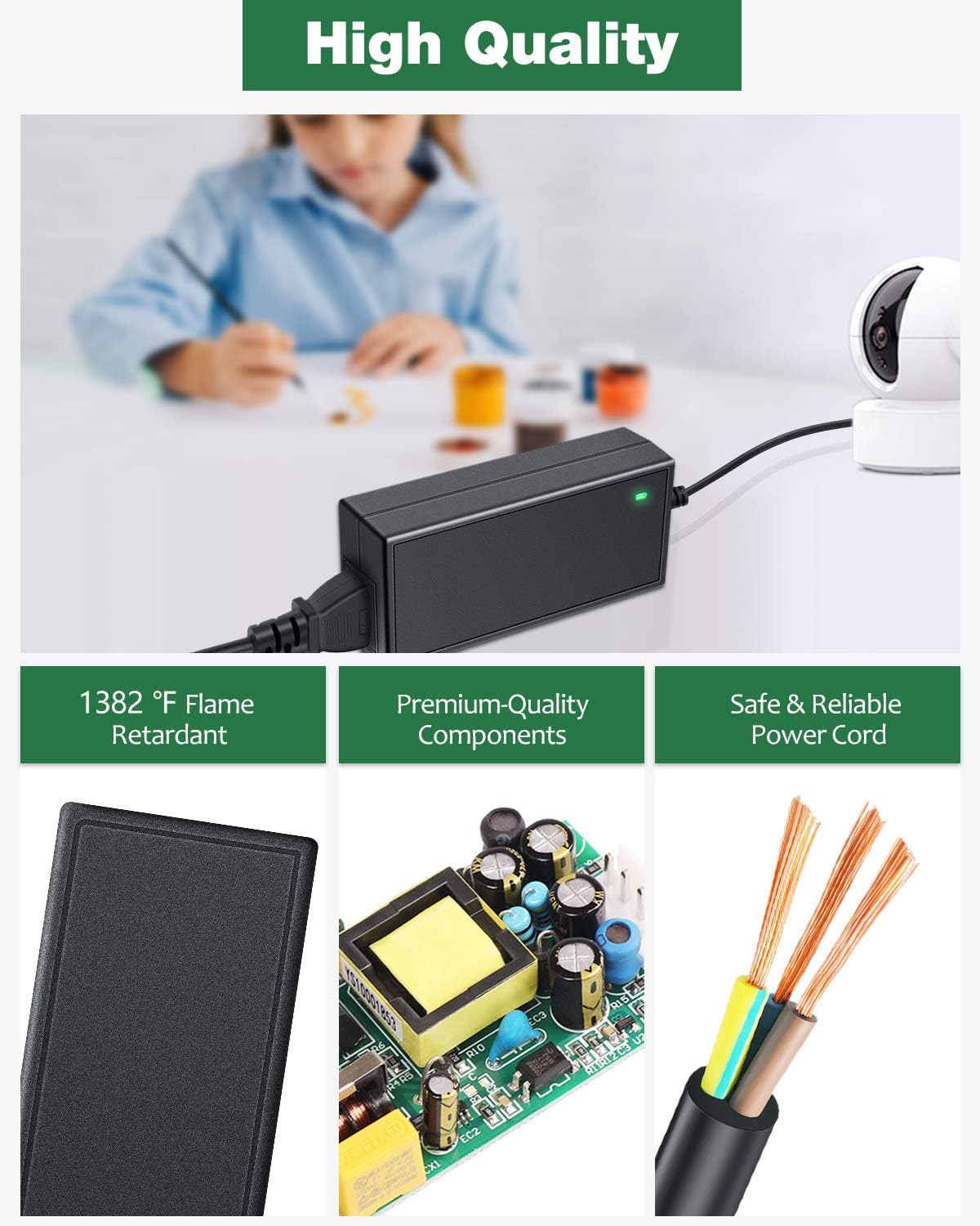 DC Power Cord 5V Power Supply 15A AC Adapter 100-240V to 5V DC Power Supply 5 Volt 10A 8A 6A 5A RGB LED Driver Barrel Plug 5.5x2.5mm for Christmas Lights WS2812B WS2811 WS2813 SK6812 LED Strip Light